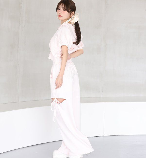  「【セットアップ可能】バックロゴ刺繍サイドカットラメスウェットパンツ」|その他|