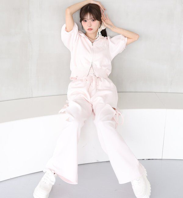  「【セットアップ可能】バックロゴ刺繍サイドカットラメスウェットパンツ」|その他|