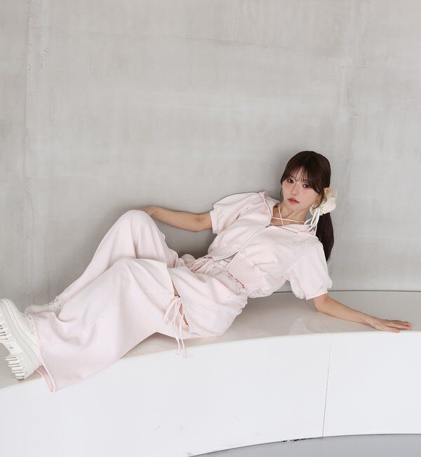  「【セットアップ可能】バックロゴ刺繍サイドカットラメスウェットパンツ」|その他|