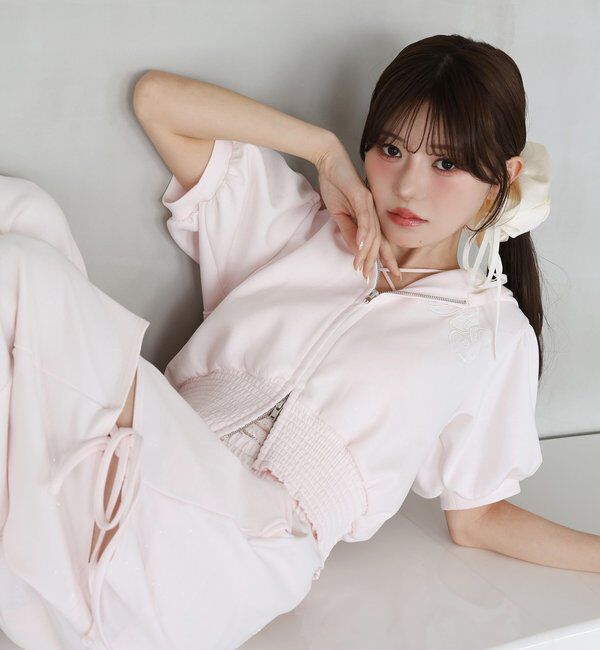  「【セットアップ可能】バックロゴ刺繍サイドカットラメスウェットパンツ」|その他|