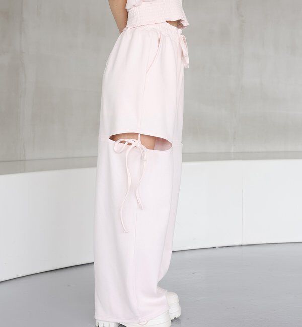  「【セットアップ可能】バックロゴ刺繍サイドカットラメスウェットパンツ」|その他|