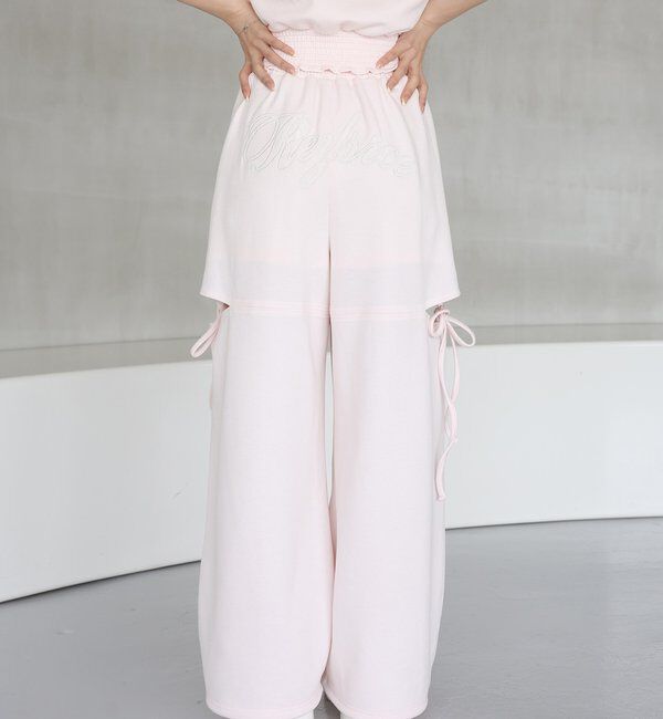  「【セットアップ可能】バックロゴ刺繍サイドカットラメスウェットパンツ」|その他|