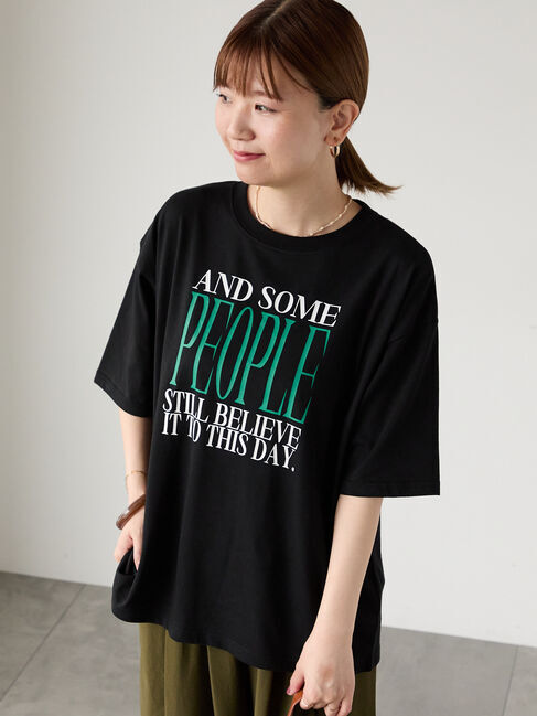 Lugnoncure「【接触冷感】ビッグロゴリラックスTシャツ」|Tシャツ・カットソー|ブラック