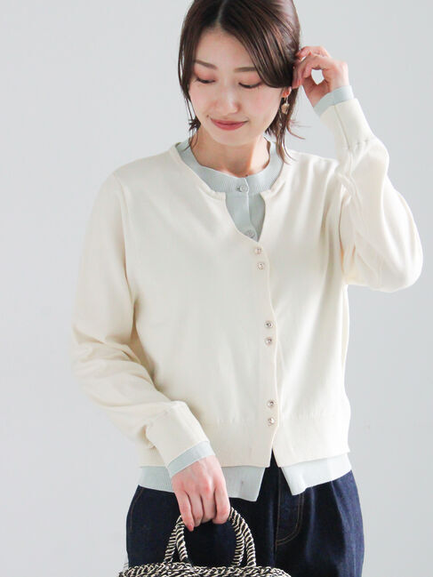 Te chichi「配色レイヤードカーディガン」|カーディガン|クリーム