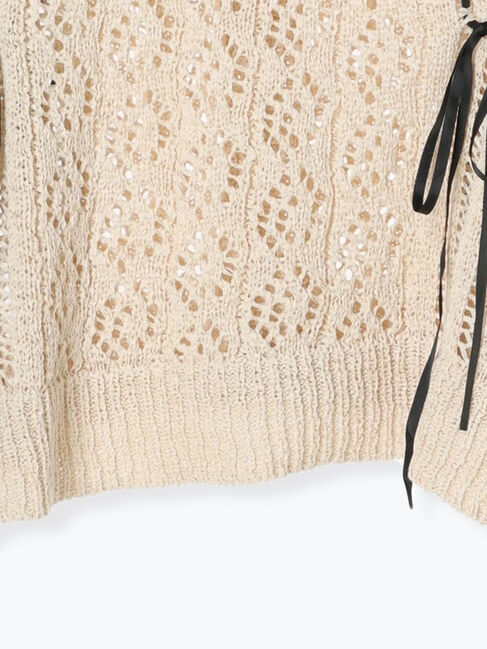 Samansa Mos2「透かし編み前後2WAYリボンニット」|カーディガン|