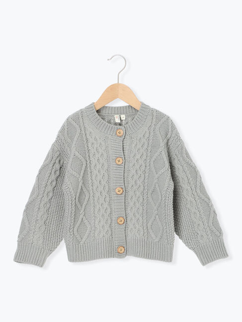 Samansa Mos2 Lagom「【マシンウォッシャブル】ケーブルニットカーディガン」|カーディガン|サックスブルー