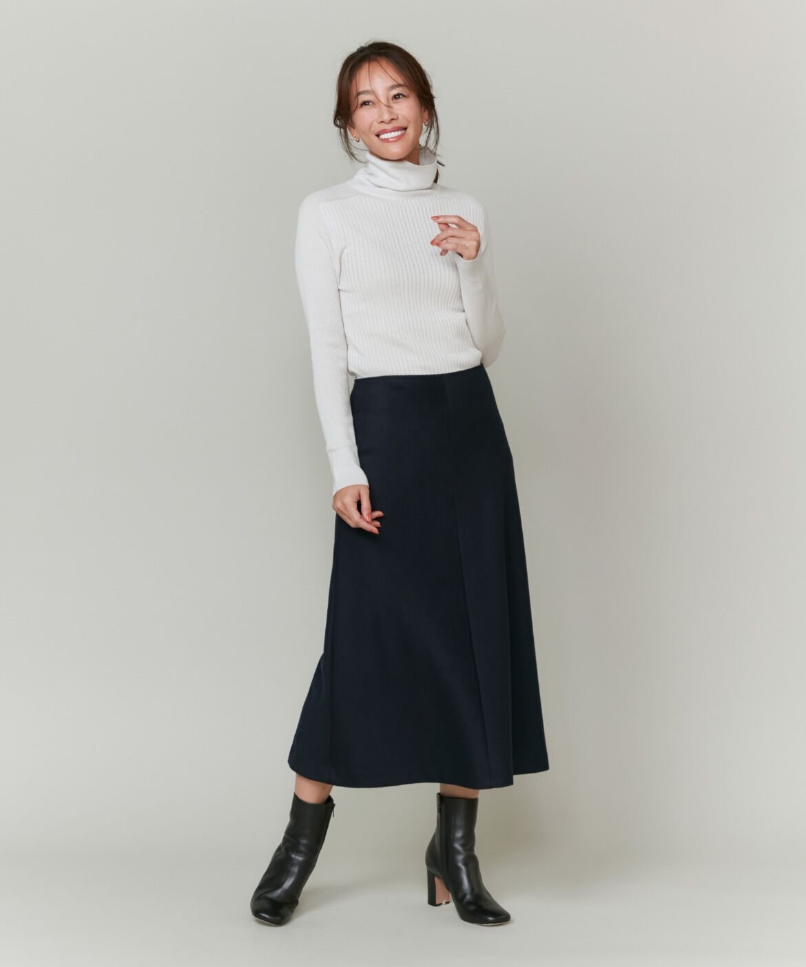 INED「《大きいサイズ》カシミヤAラインスカート《大草直子コラボ》《COLOMBO》」|フレア|