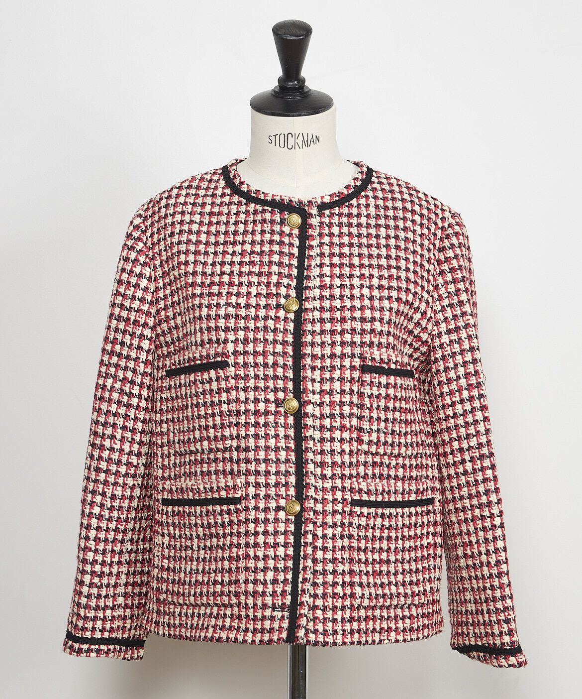 INED「《大きいサイズ》LINTONツイードジャケット《la veille by SUPERIOR CLOSET》」|ノーカラージャケット|