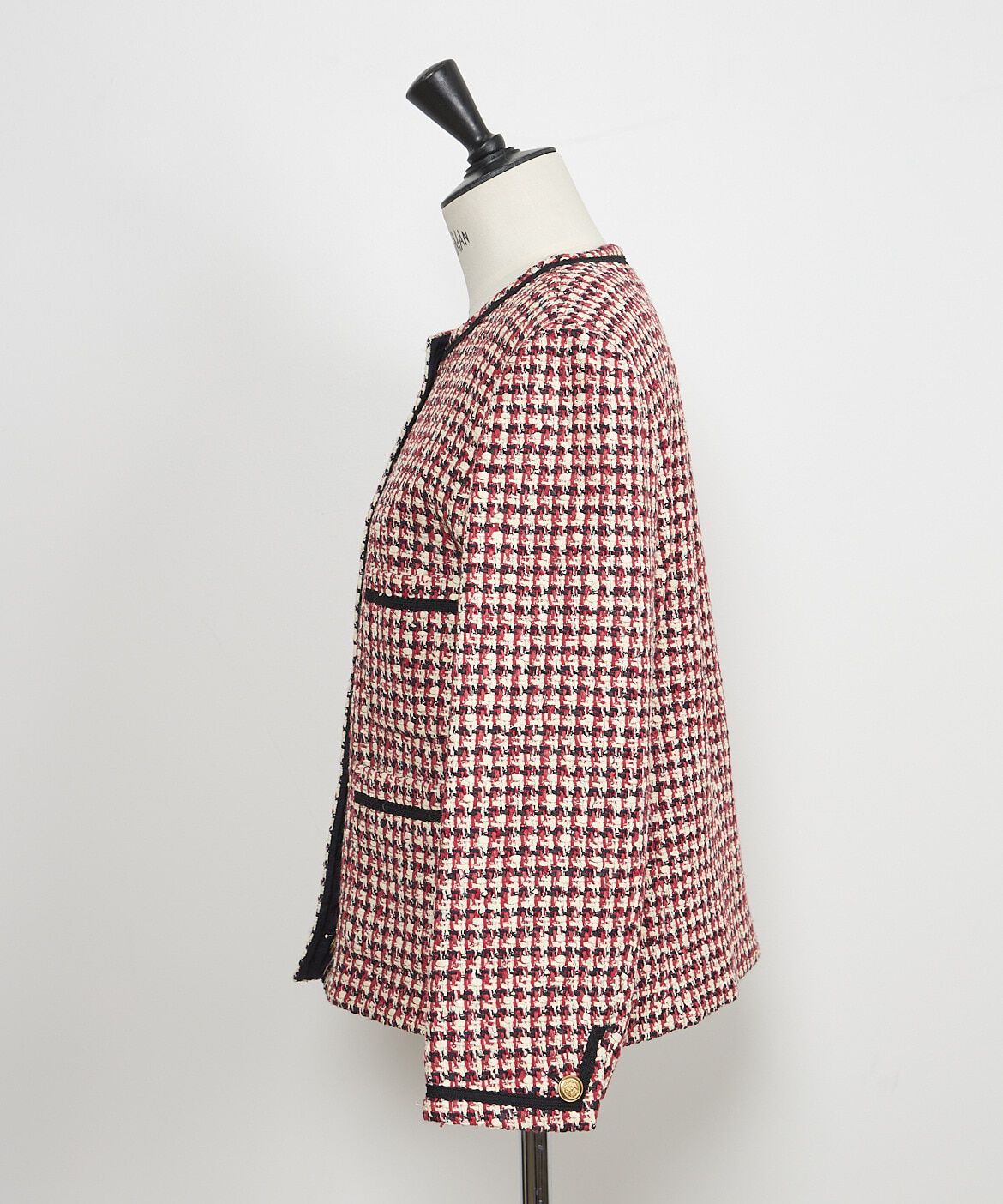 INED「《大きいサイズ》LINTONツイードジャケット《la veille by SUPERIOR CLOSET》」|ノーカラージャケット|