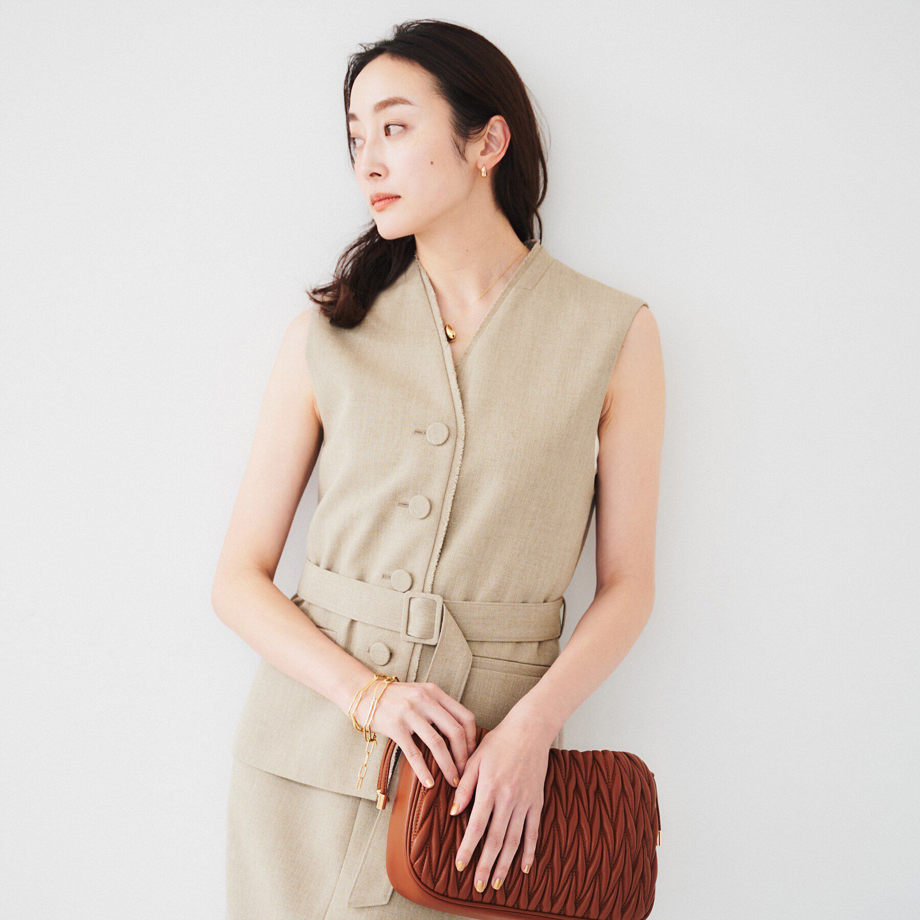 UNTITLED「【セットアップ可能】リネンライクキャンバス ジレ」|ベスト・ジレ|