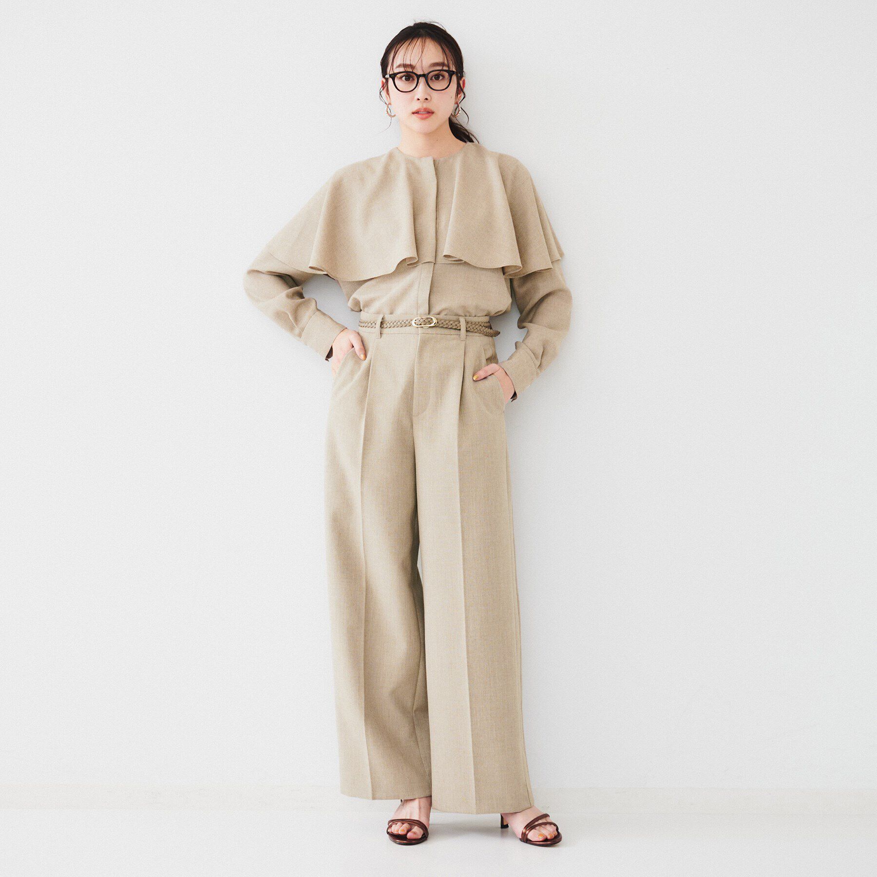 UNTITLED「【セットアップ可能】リネンライクキャンバス ワイドパンツ」|その他|