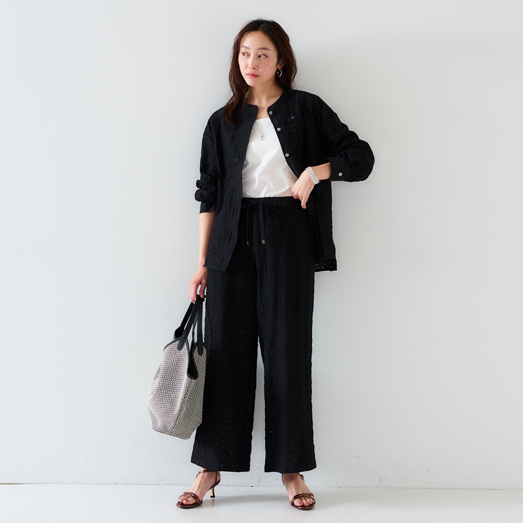 UNTITLED「【セットアップ可能/トレンド】クロシェ風レースワイドパンツ」|その他|