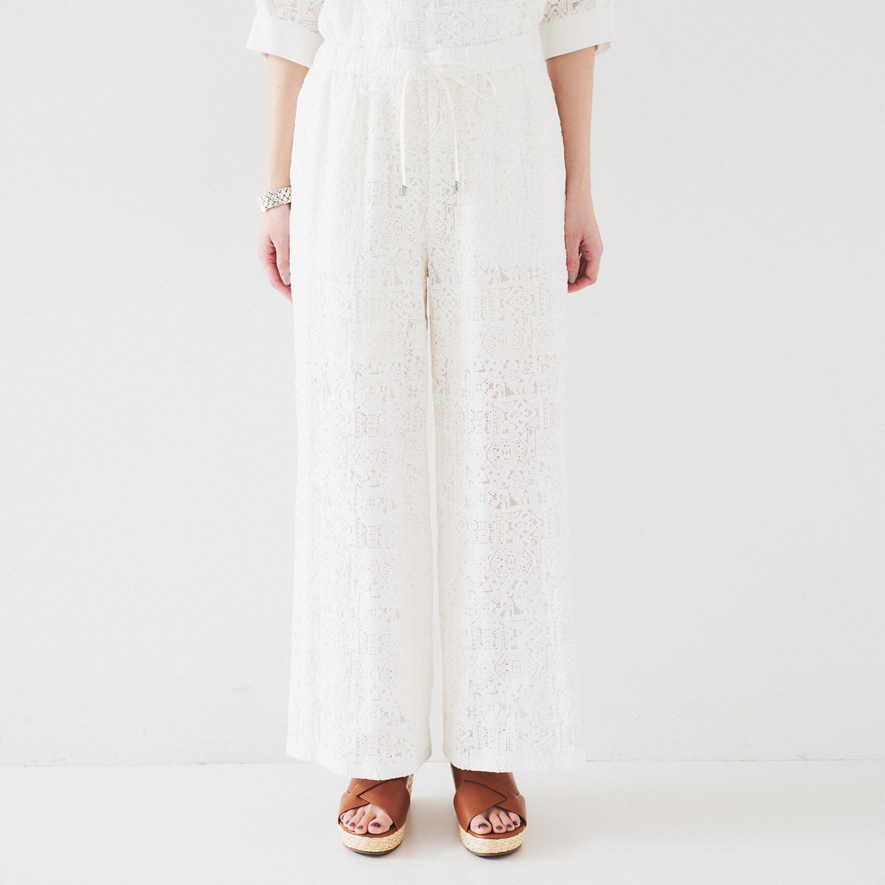 UNTITLED「【セットアップ可能/トレンド】クロシェ風レースワイドパンツ」|その他|