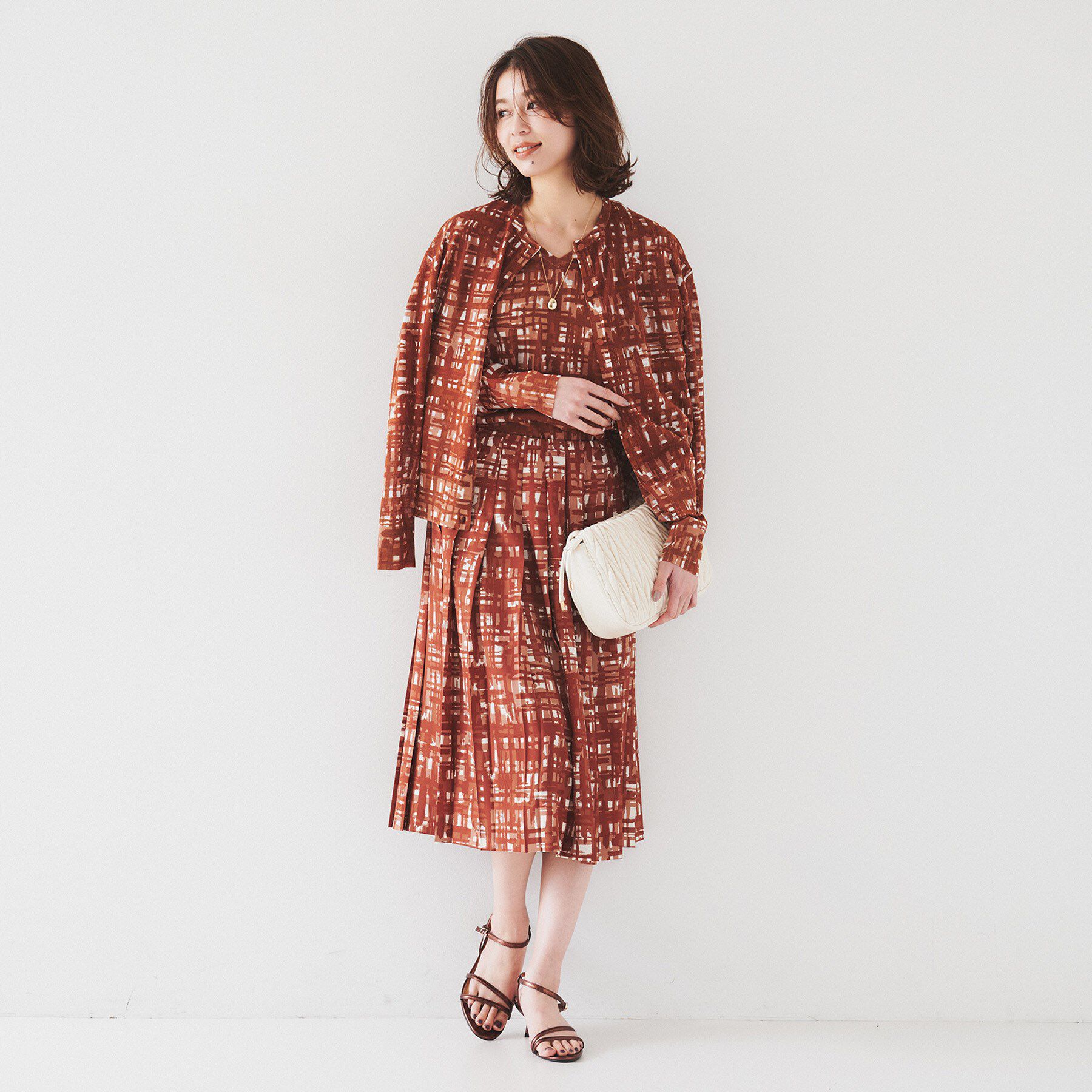 UNTITLED「【セットアップ可能】チェックプリント プリーツスカート」|スカート|