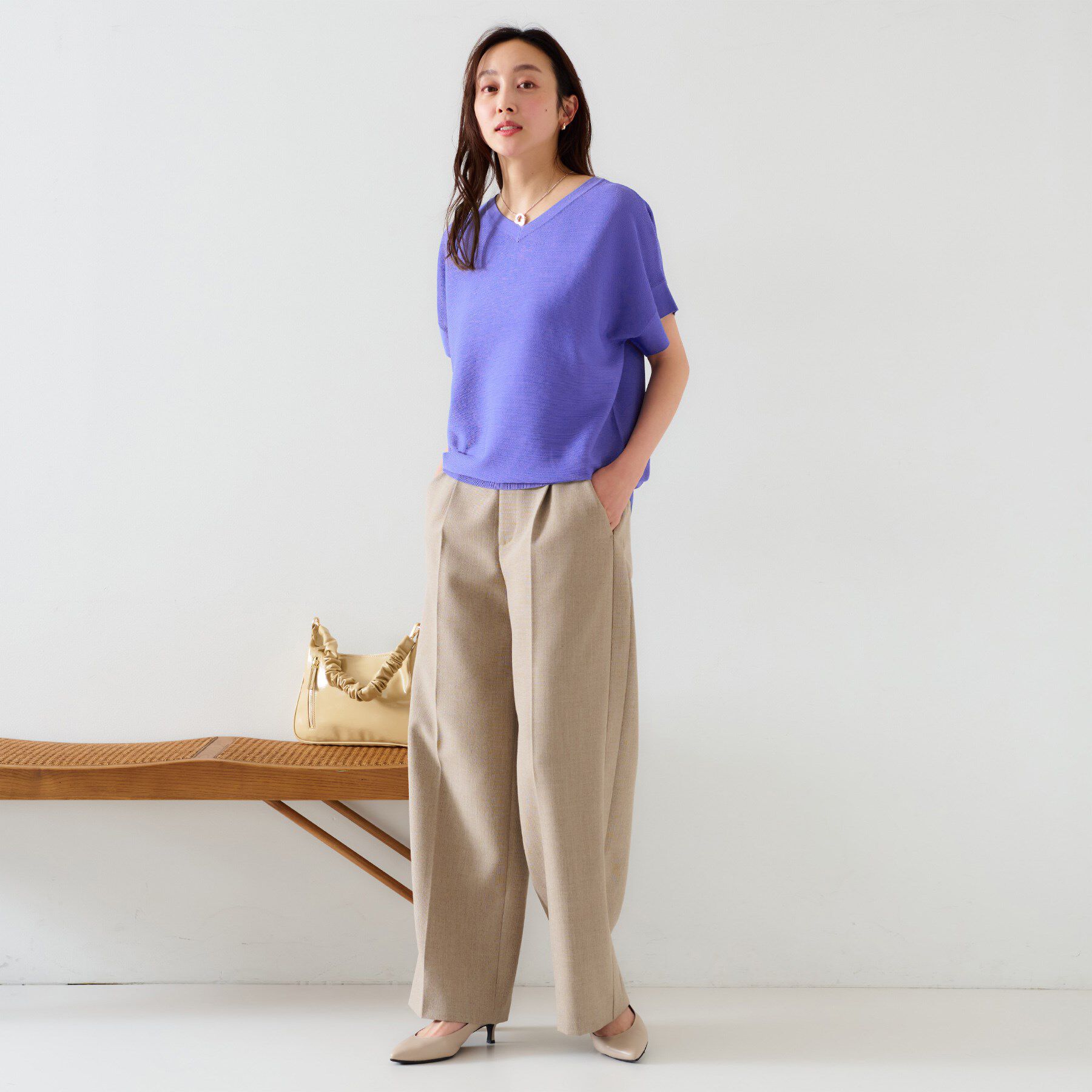 UNTITLED「【12色展開/体型カバー/2way】バウンドスリーブニット」|ニット・セーター|