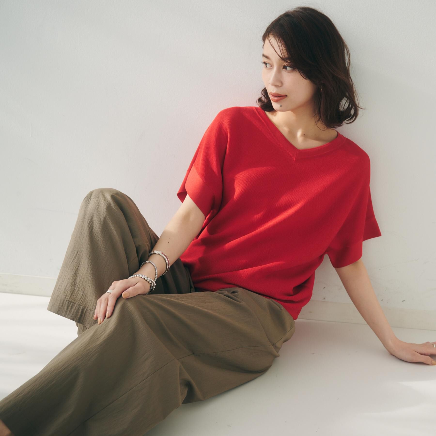 UNTITLED「【12色展開/体型カバー/2way】バウンドスリーブニット」|ニット・セーター|