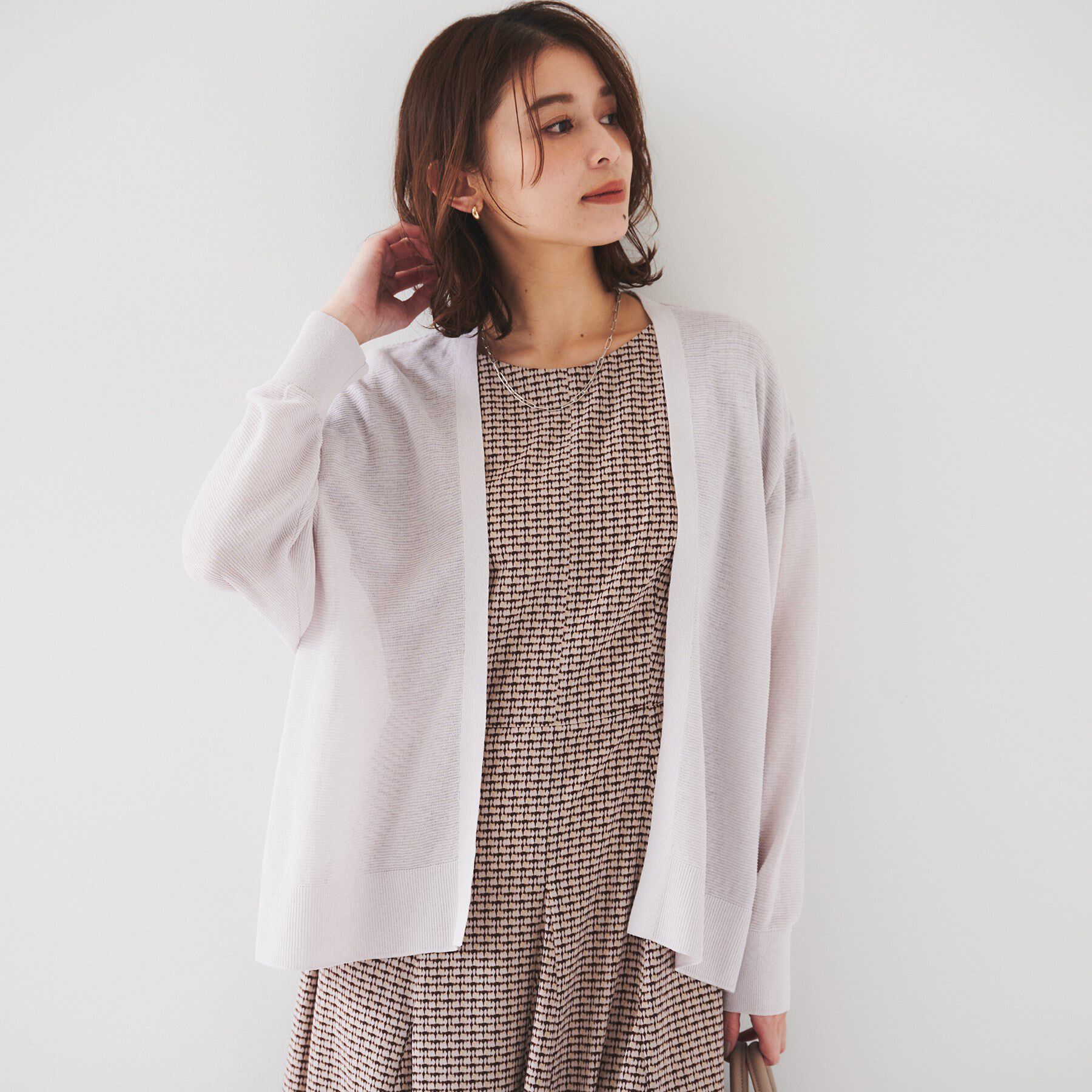 UNTITLED「【体型カバー/日除け】ドルマンスリーブ ガーターカーディガン」|カーディガン|ライトグレー(011
