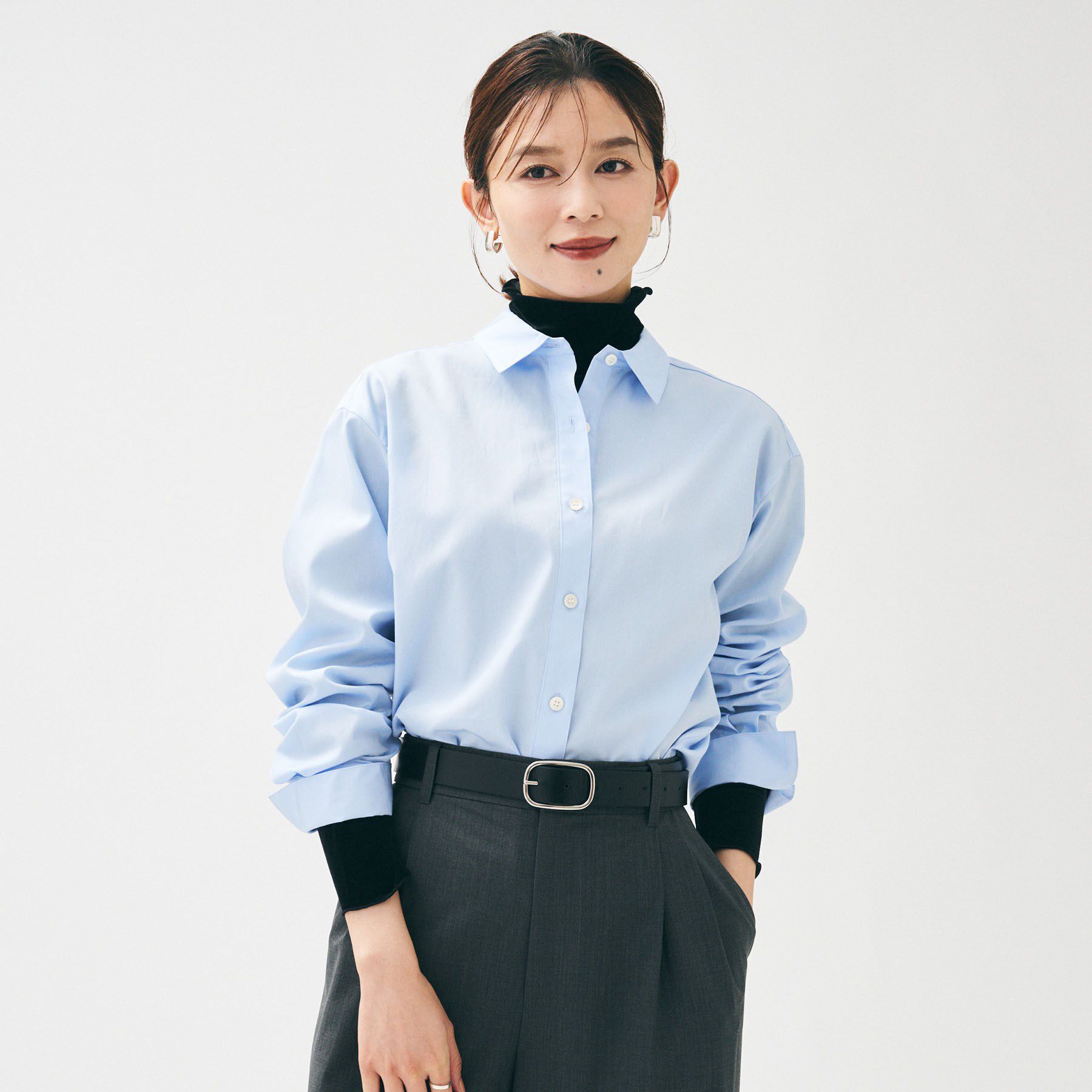 UNTITLED「【重ね着レイヤード/スーツブラウス】ファインブロードベーシックシャツ」|シャツ・ブラウス|