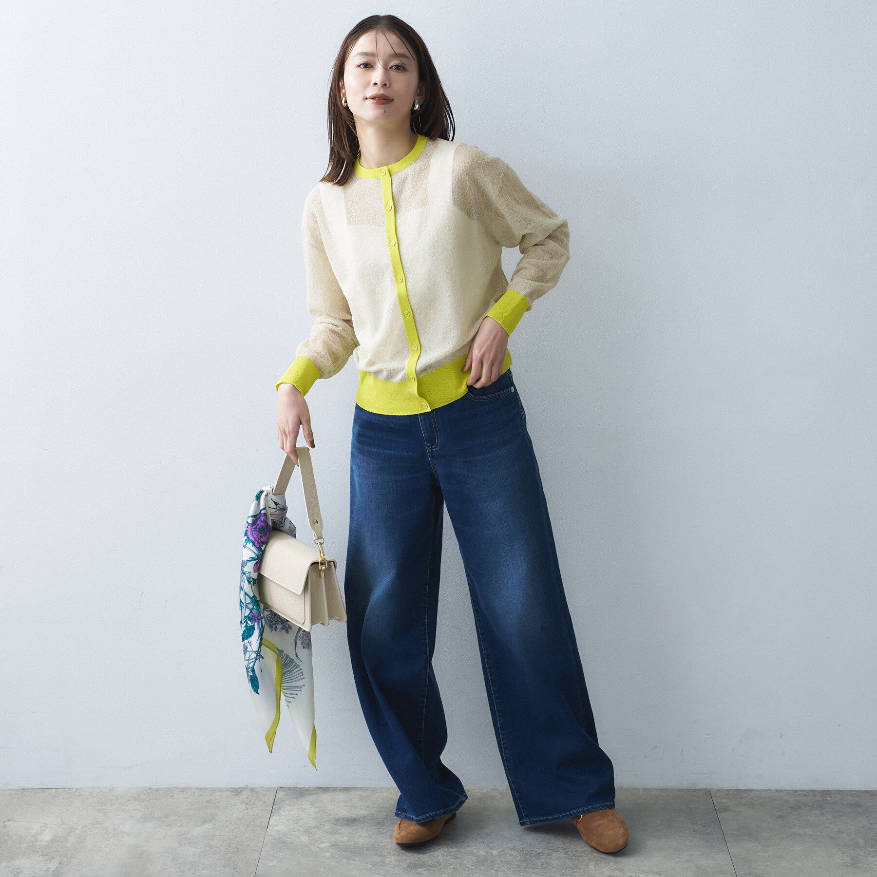 UNTITLED「【洗える】シアーニットカーディガン」|カーディガン|