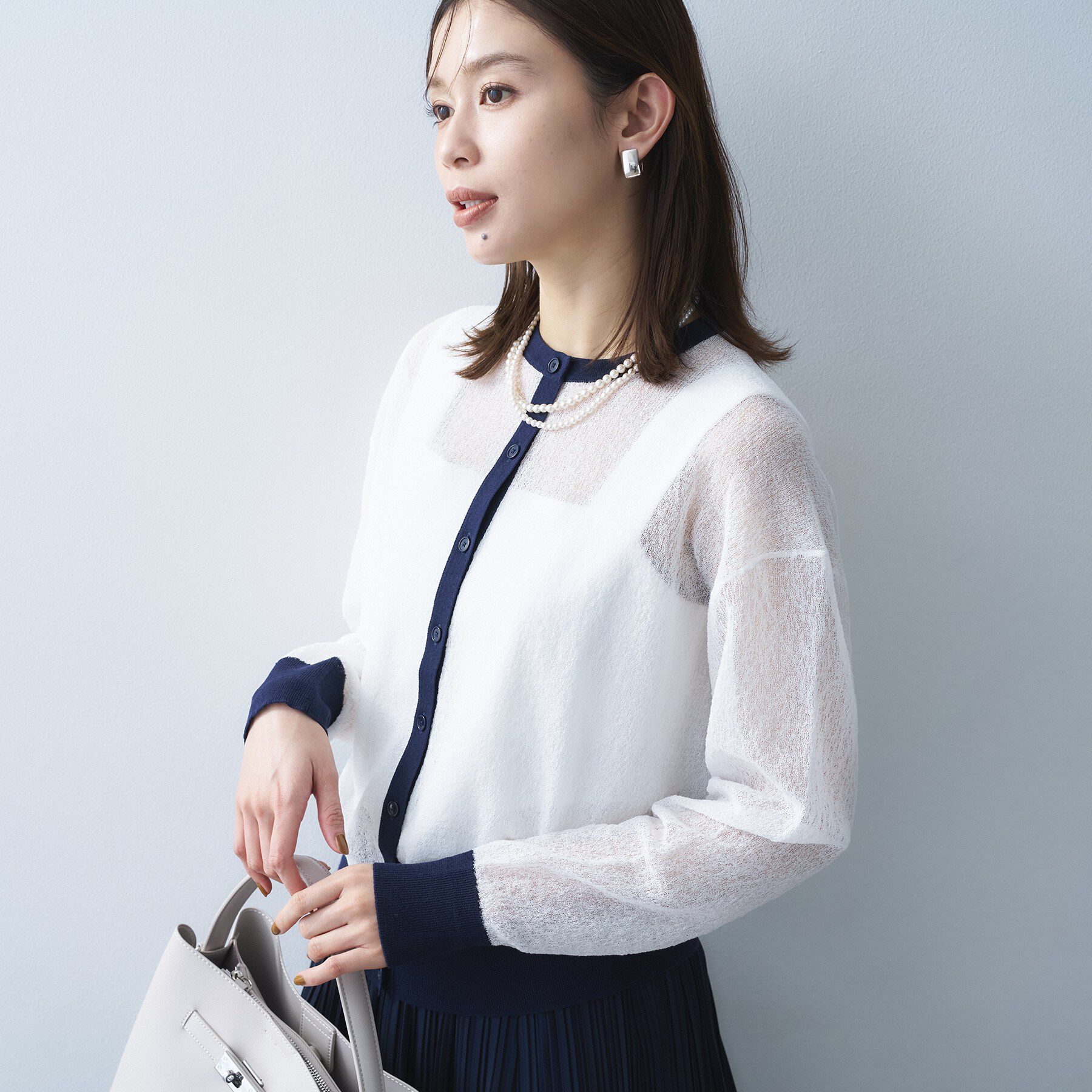 UNTITLED「【洗える】シアーニットカーディガン」|カーディガン|