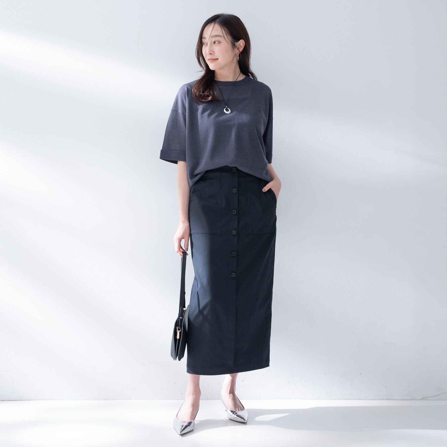 UNTITLED「【接触冷感/UVカット/吸水速乾/遮熱】ツイルボタンディティールスカート」|スカート|