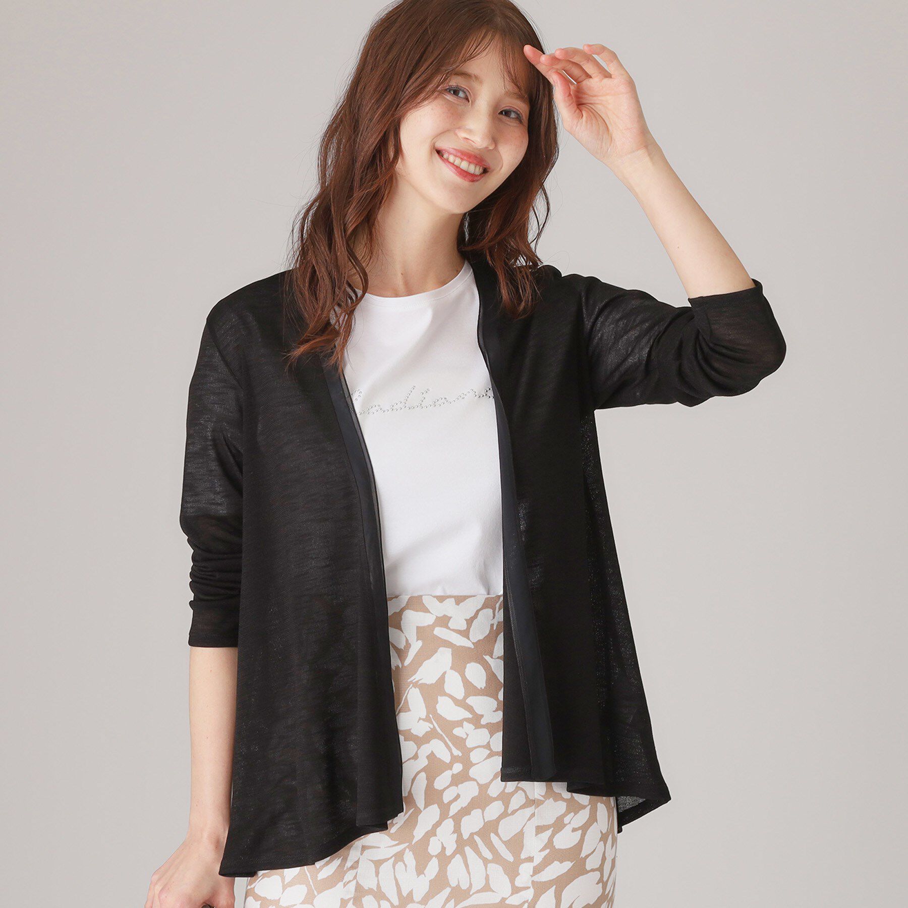 COUP DE CHANCE「【洗える】着流しカーディガン」|カーディガン|ブラック(019)