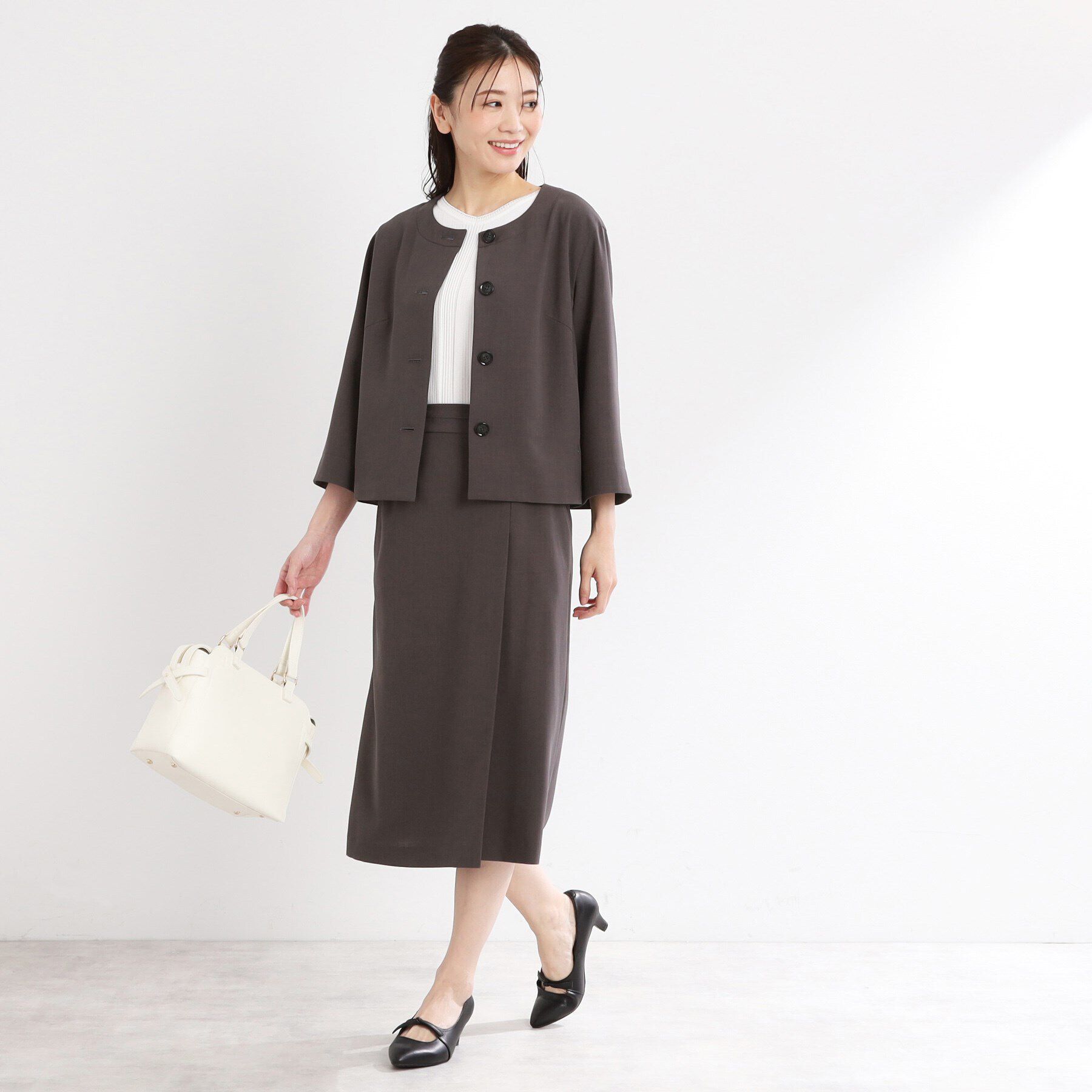 Reflect「【UVカット／接触冷感／洗える／セットアップ可】クルーネックジャケット」|ノーカラージャケット|