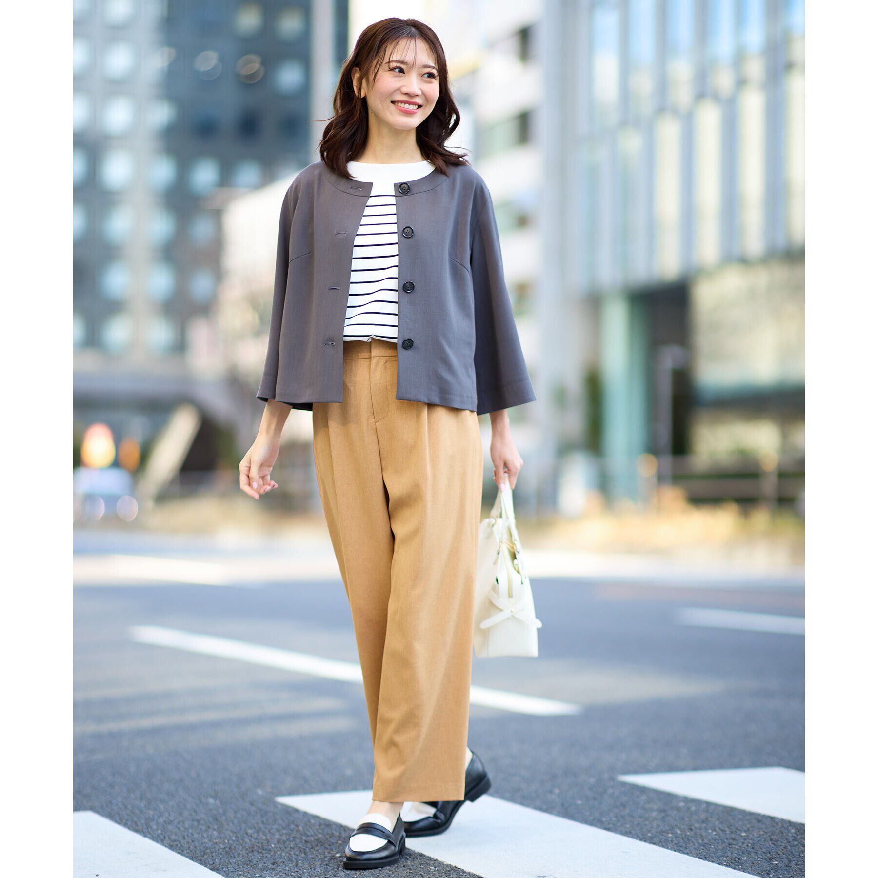 Reflect「【UVカット／接触冷感／洗える／セットアップ可】クルーネックジャケット」|ノーカラージャケット|