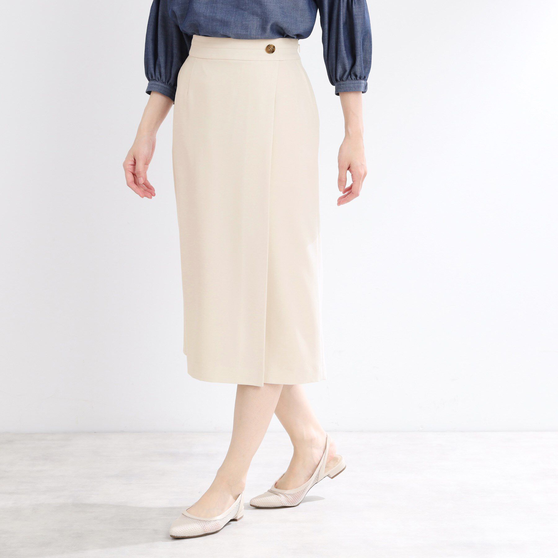 Reflect「【UVカット／洗える／セットアップ可】ラップ風ナロースカート」|スカート|