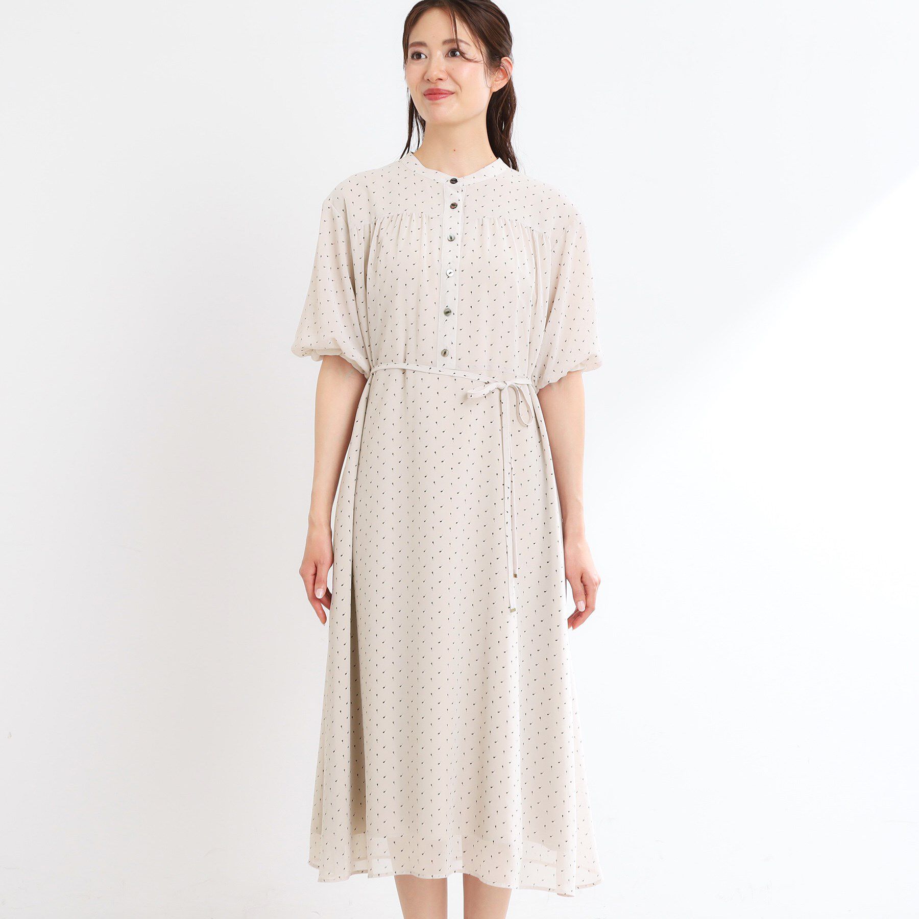 Reflect「【夏SALE／WEB先行カラーあり／リボン取り外し可／マシンウォッシュ可】コツキ柄プリントワンピース」|ワンピース|