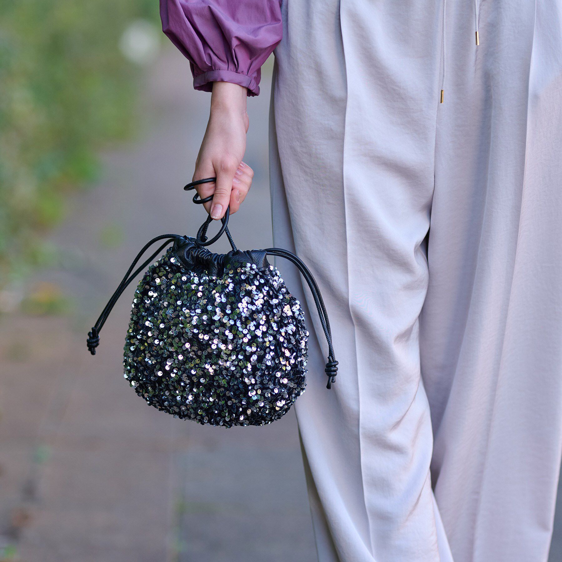 DRESSTERIOR「スパンコール2WAY巾着バッグ」|ショルダー・メッセンジャー|