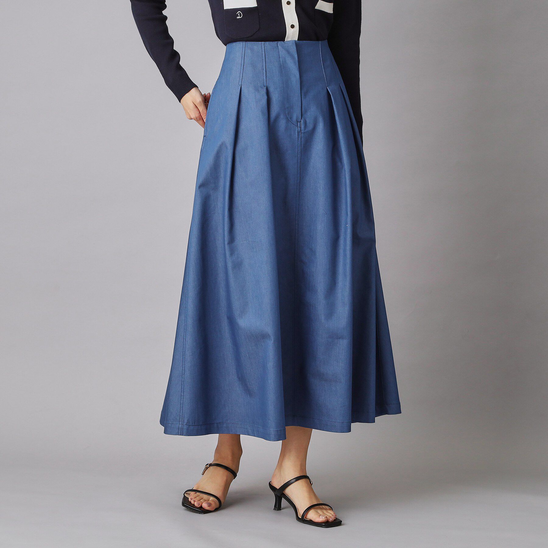 DRESSTERIOR「クールタッチ デニムライク タックスカート」|スカート|