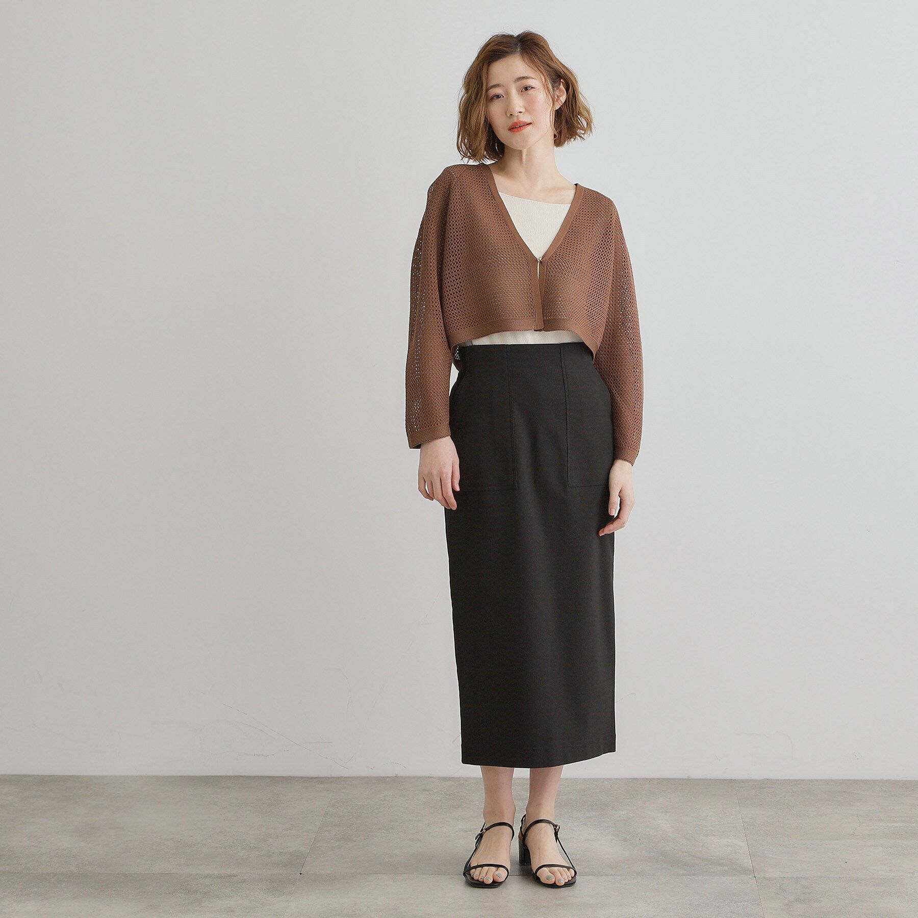 grove「ワイドスリーブメッシュカーディガン」|カーディガン|