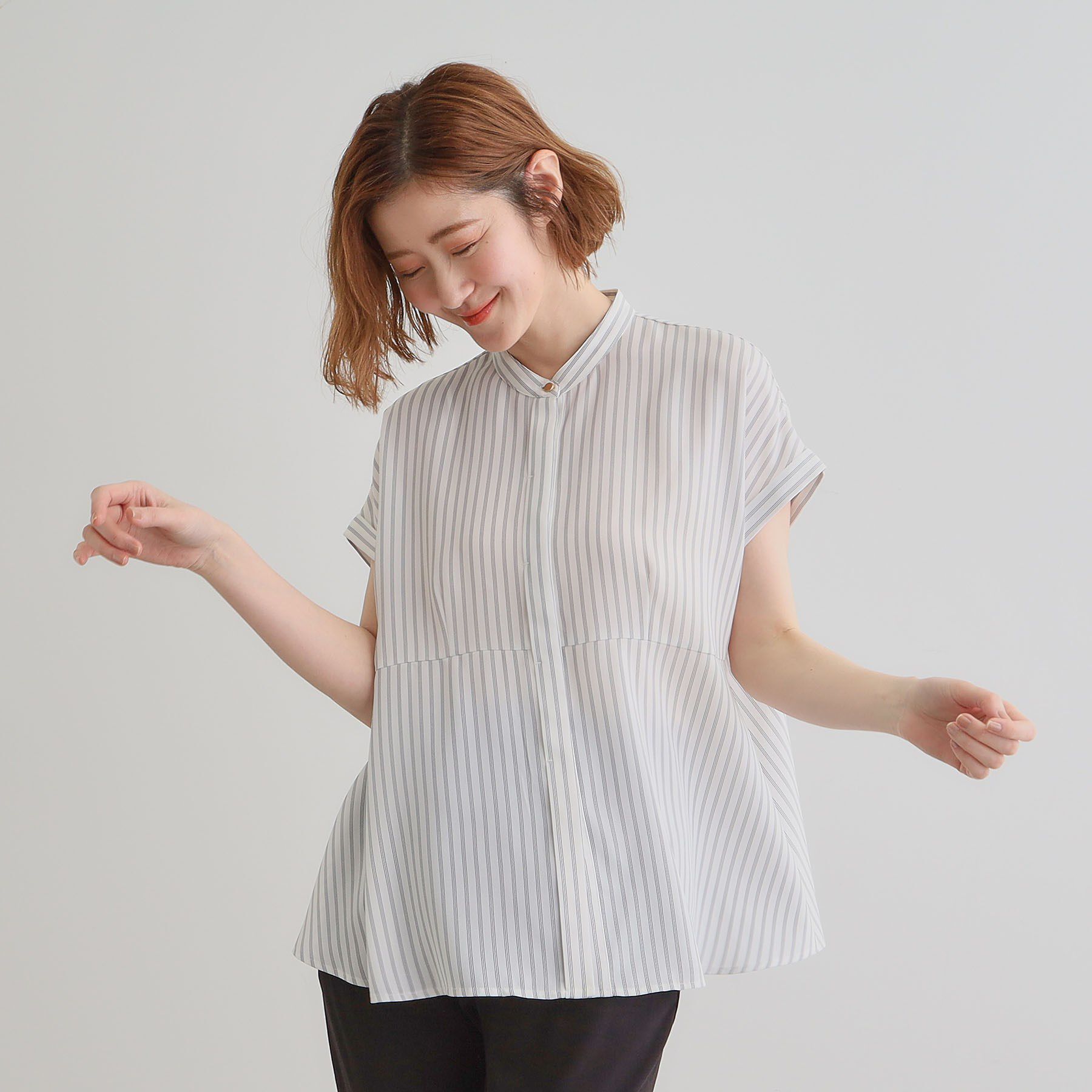 grove「きちんと感もこなれ感も1枚で叶う　優秀ペプラムシャツブラウス」|シャツ・ブラウス|