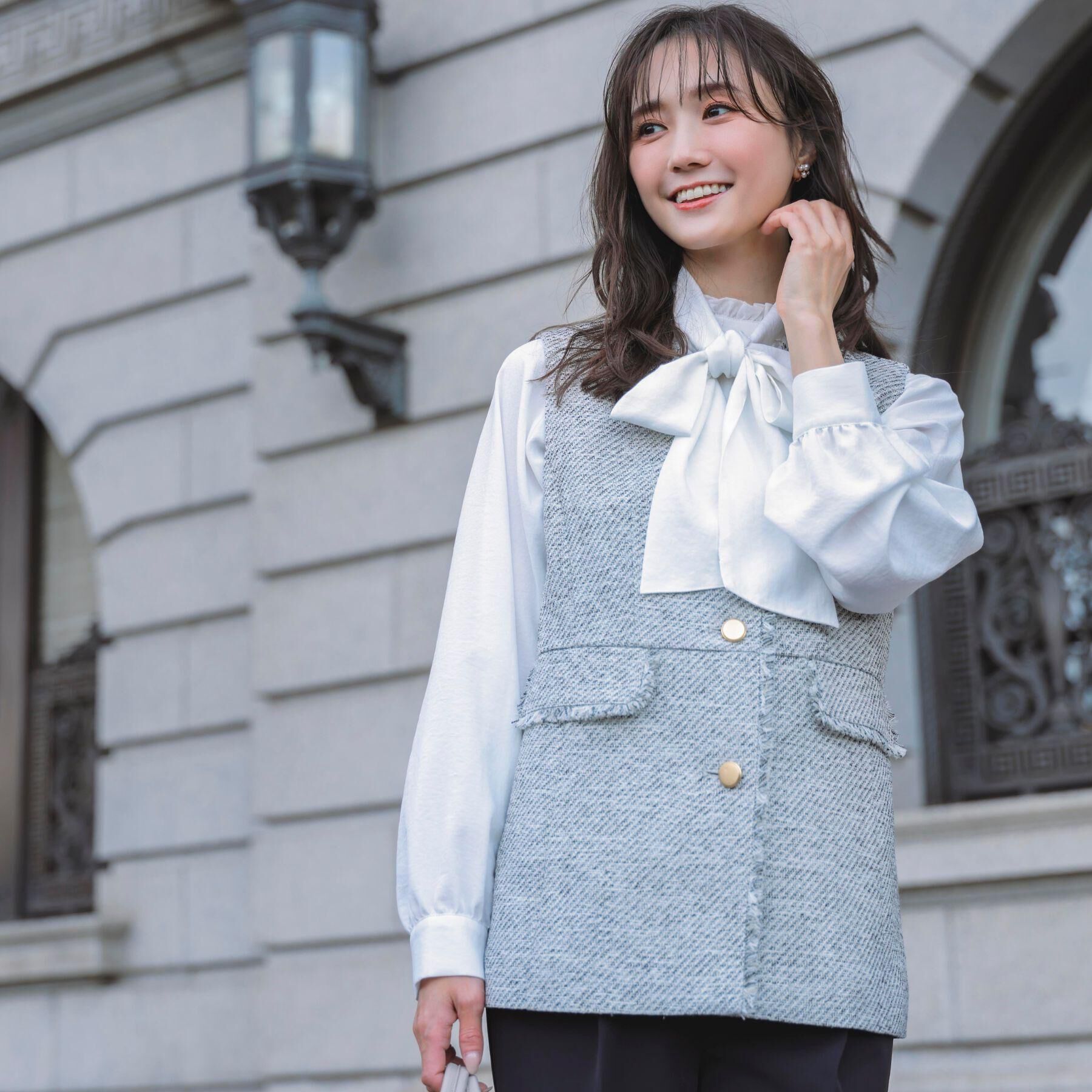 grove「【手洗いOK】ツイードペプラムジレ」|ベスト・ジレ|