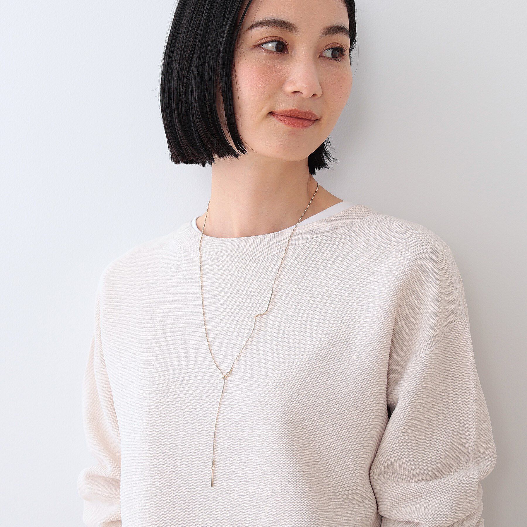 INDIVI「【フリードロップ／2WAY／Y字】ひねりパーツネックレス」|ネックレス|