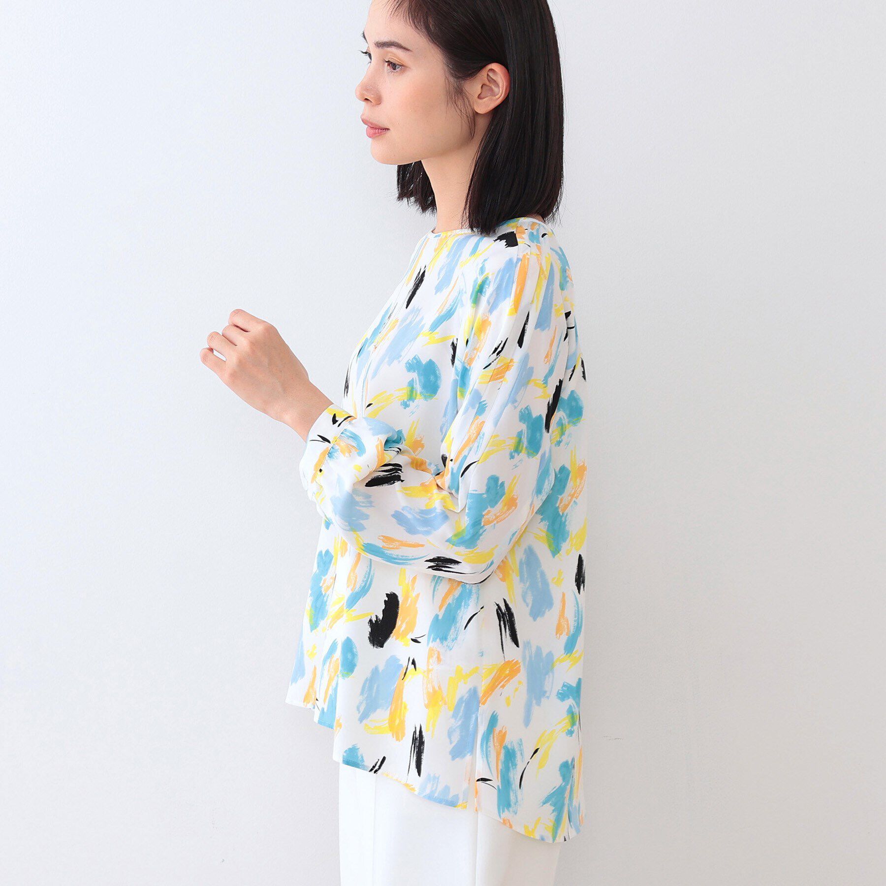 INDIVI「【洗える／オリジナル柄】ポップカラー プリントブラウス」|シャツ・ブラウス|