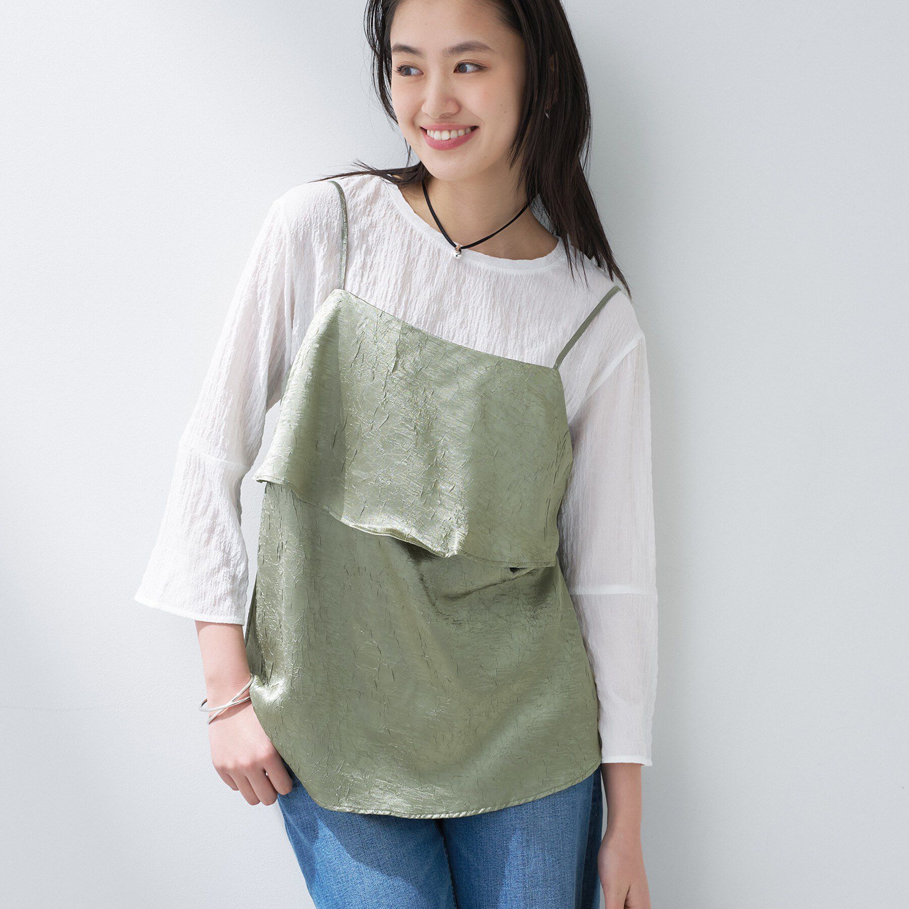 INDIVI「【2点セット／洗える】カセット服 キャミ＆ブラウス セットトップス」|その他|