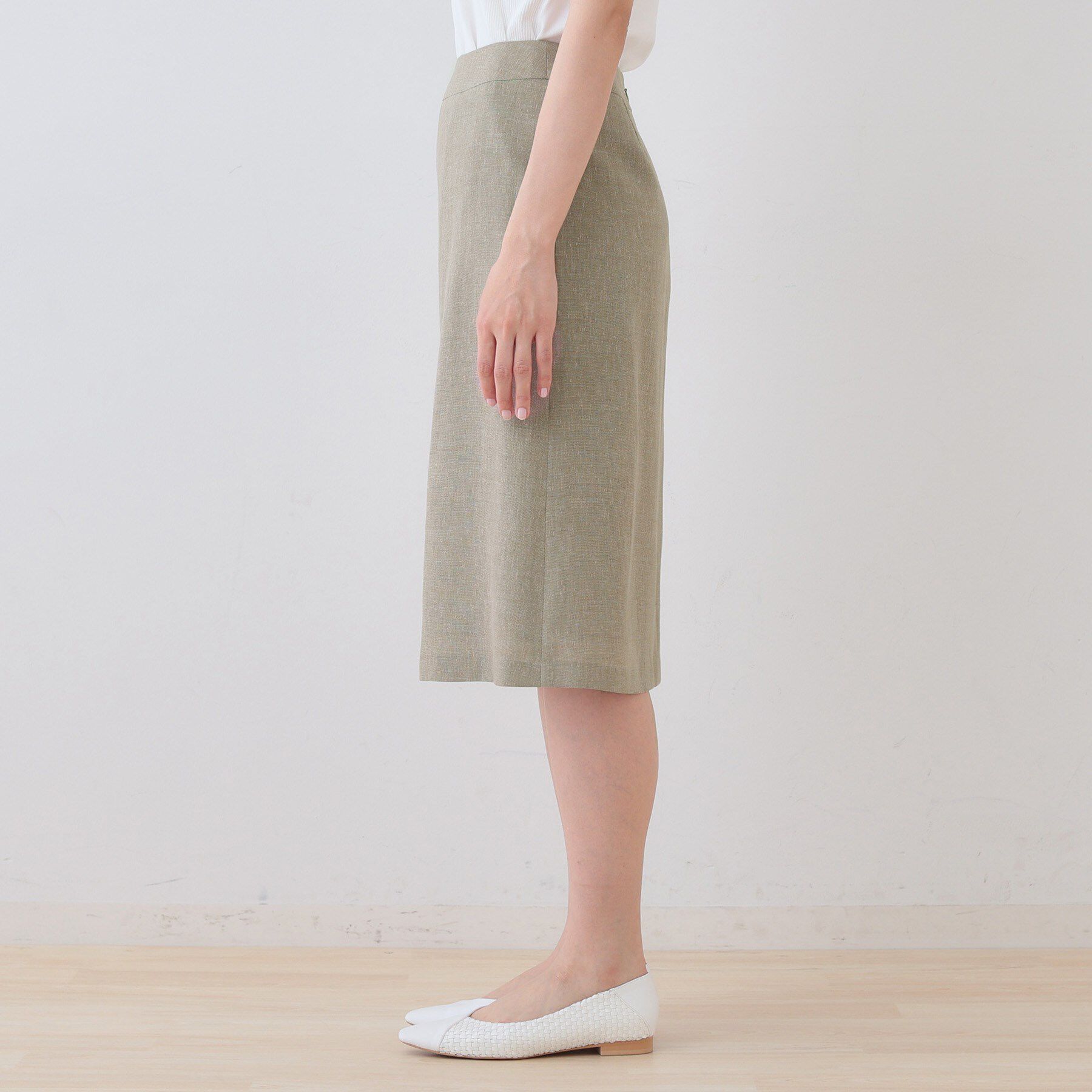 INDIVI「【日本製】リネンライクセミフレアースカート」|スカート|