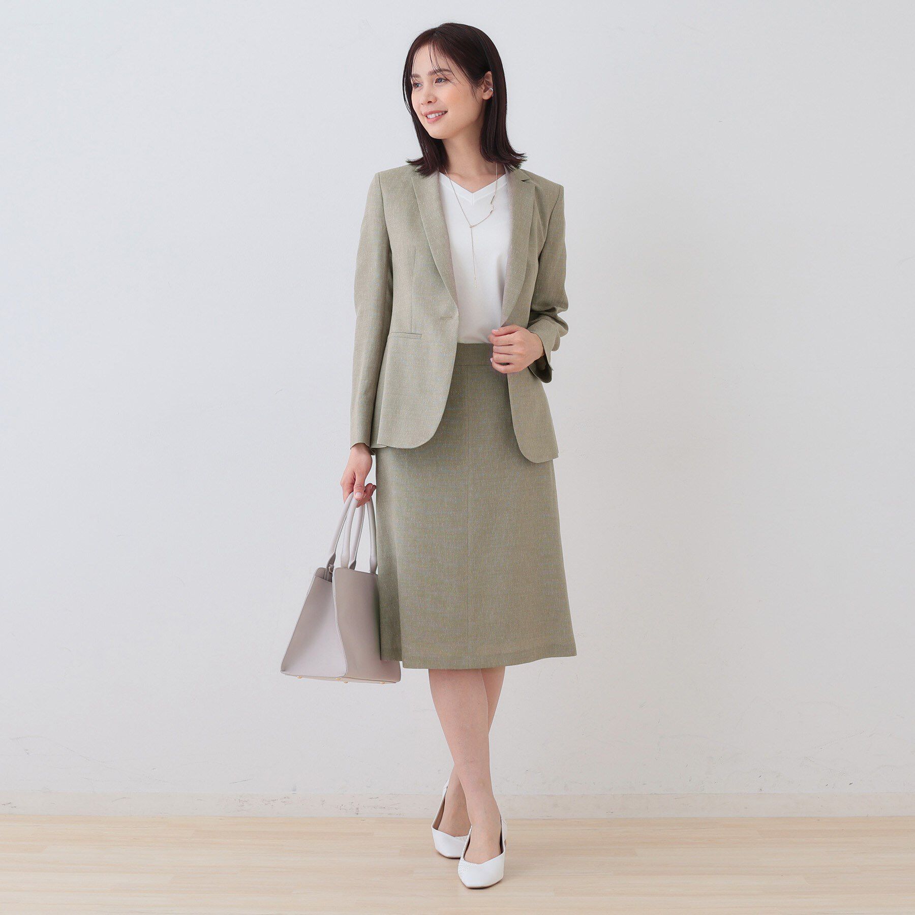 INDIVI「【日本製】リネンライクセミフレアースカート」|スカート|