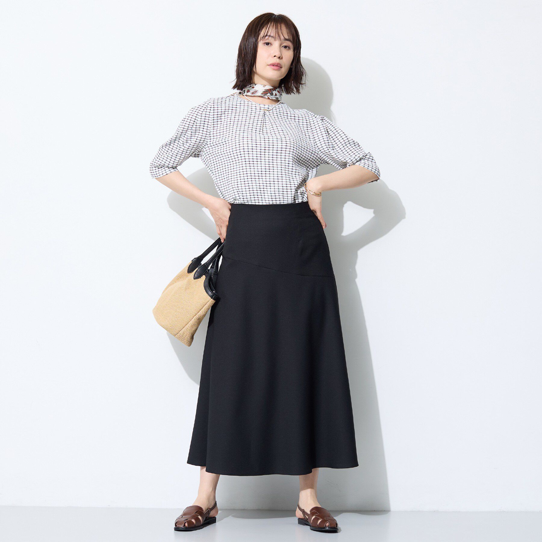 INDIVI「【洗える／UVケア／すっきり見え】ナローフレアスカート」|スカート|