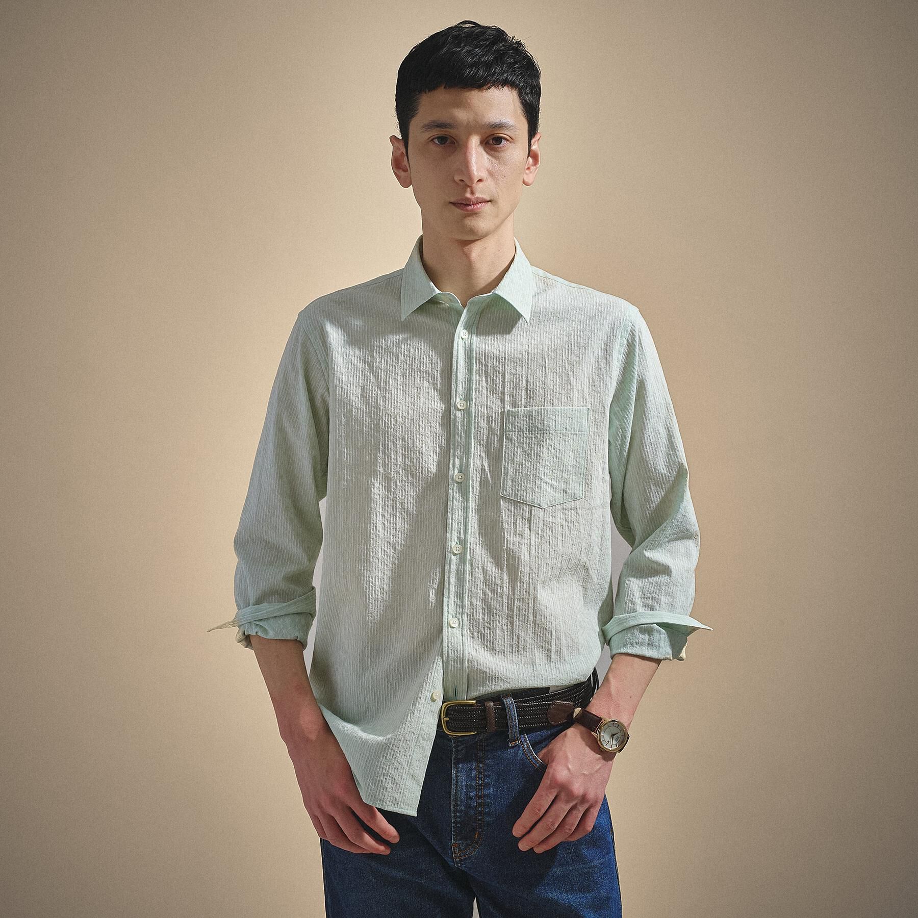 TAKEO KIKUCHI「播州 ドビーストライプ フラワーシャツ」|シャツ・ブラウス|