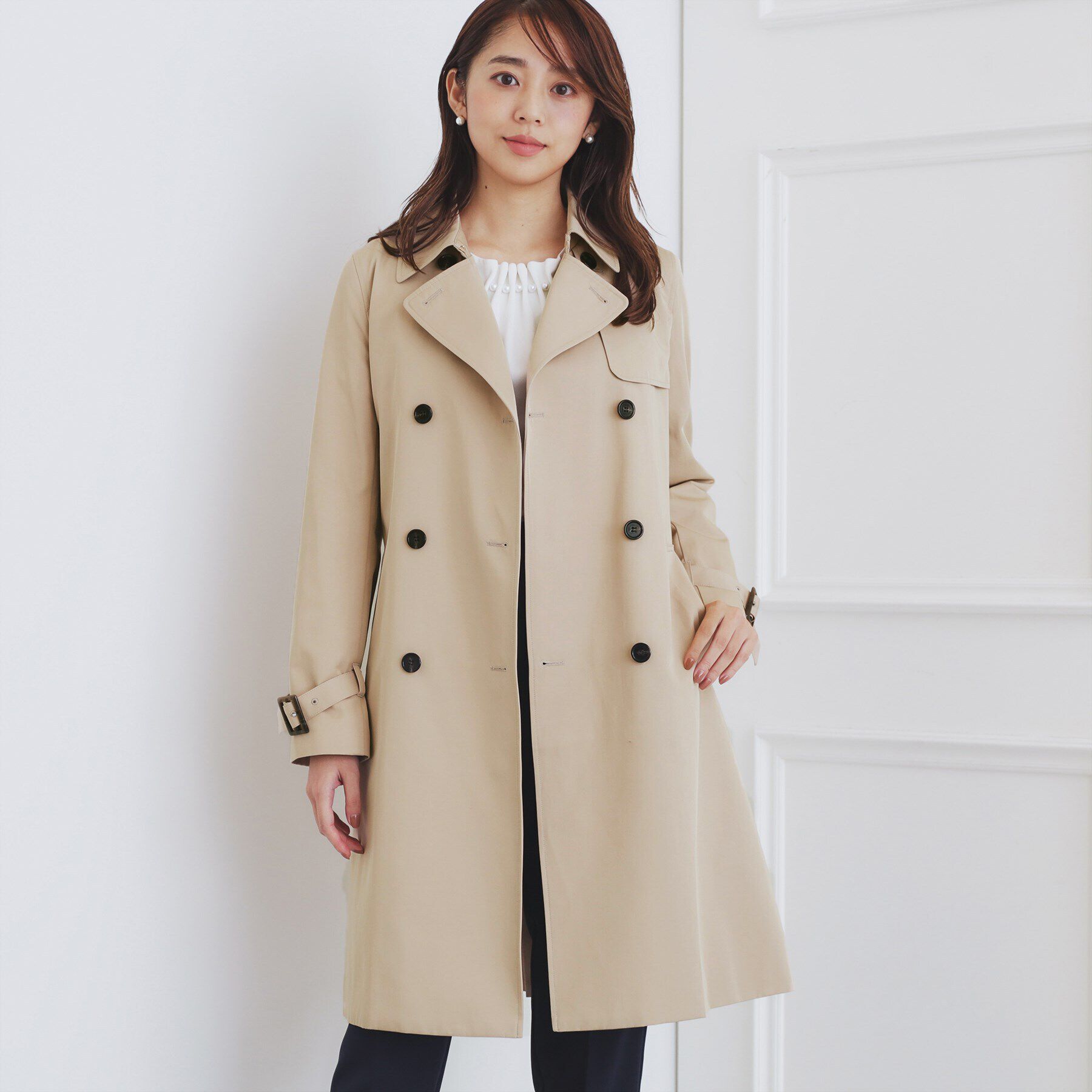 index「《XS-3Lsize》通勤対応/トレンチコート【洗濯機洗い可/撥水/親水性防汚】」|トレンチコート|ベージュ(052)