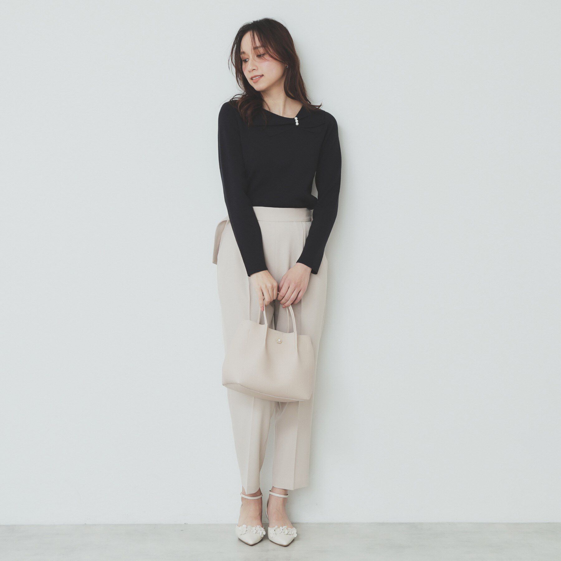 index「アシメリボンカラーニット【洗濯機洗い可】」|ニット・セーター|