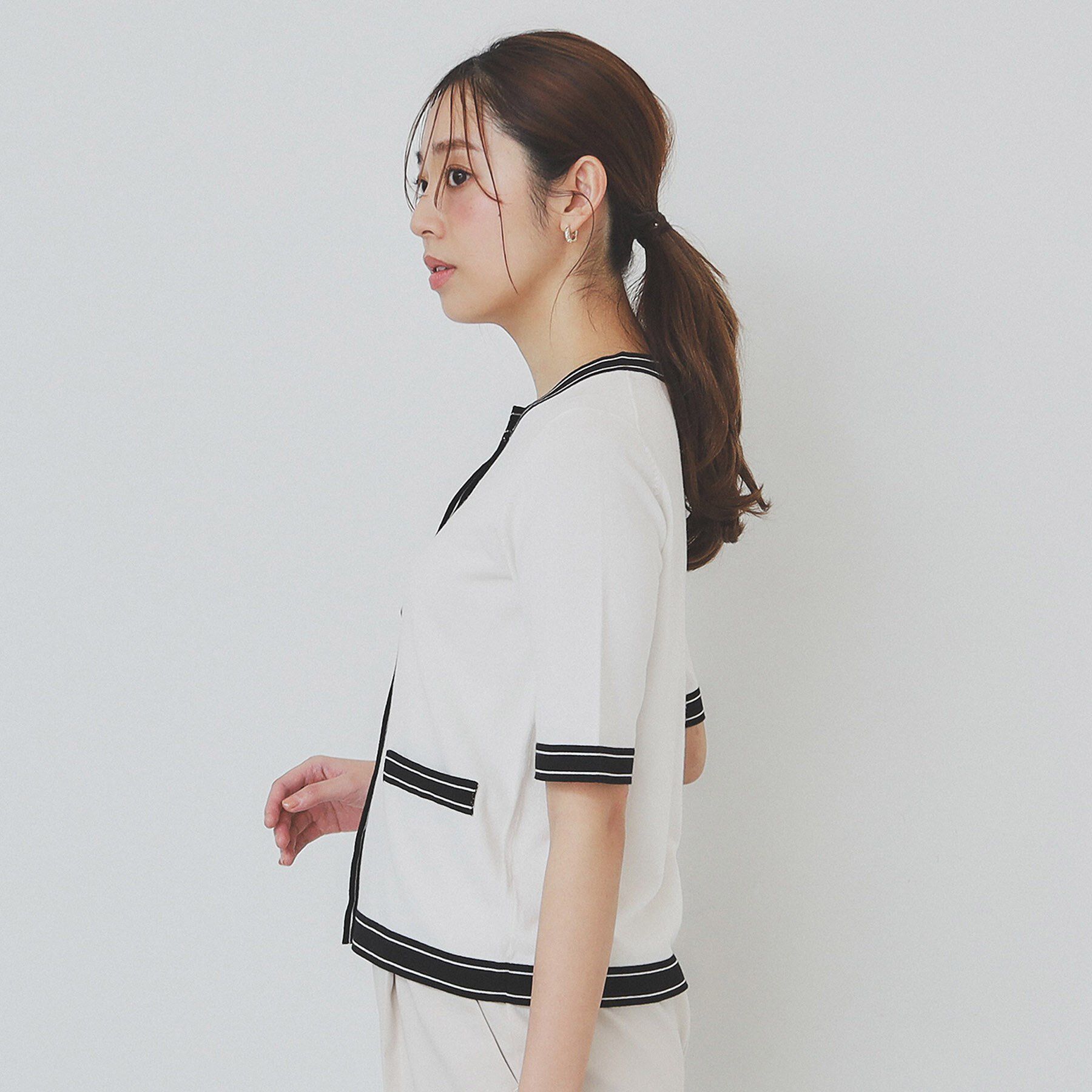 index「バイカラークルーネックカーディガン/オーガニックコットン混【UV/洗濯機洗い可】」|カーディガン|