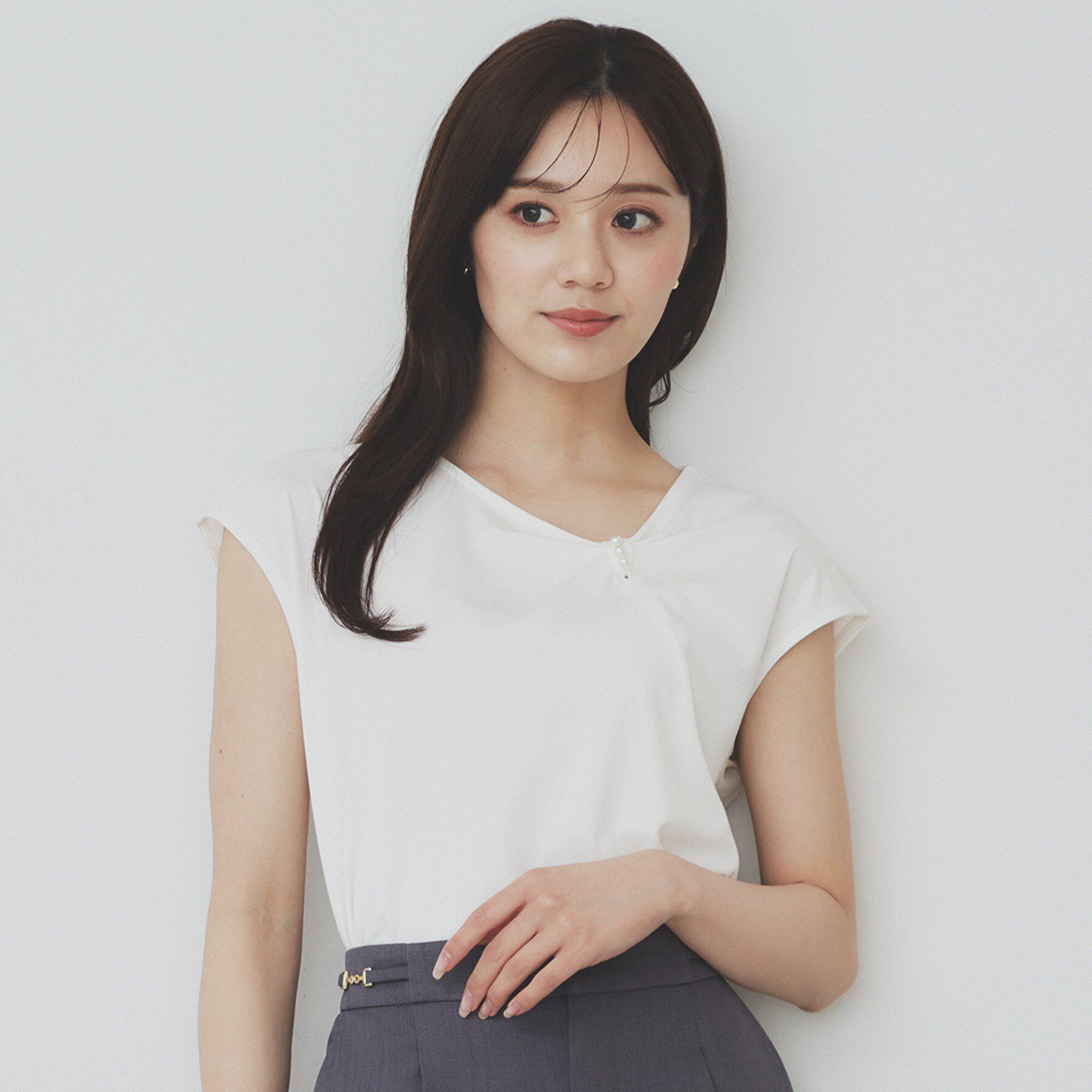 index「アシメリボンフレンチトップス【接触冷感/UVケア/洗濯機洗い可】」|Tシャツ・カットソー|