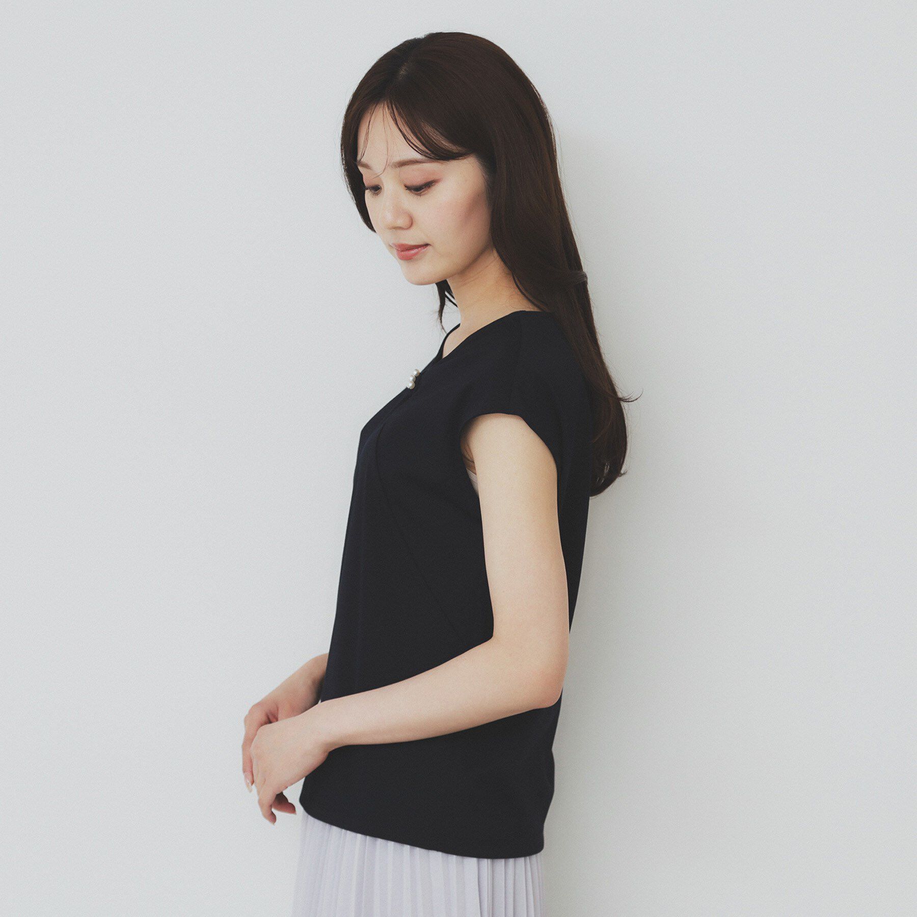 index「アシメリボンフレンチトップス【接触冷感/UVケア/洗濯機洗い可】」|Tシャツ・カットソー|