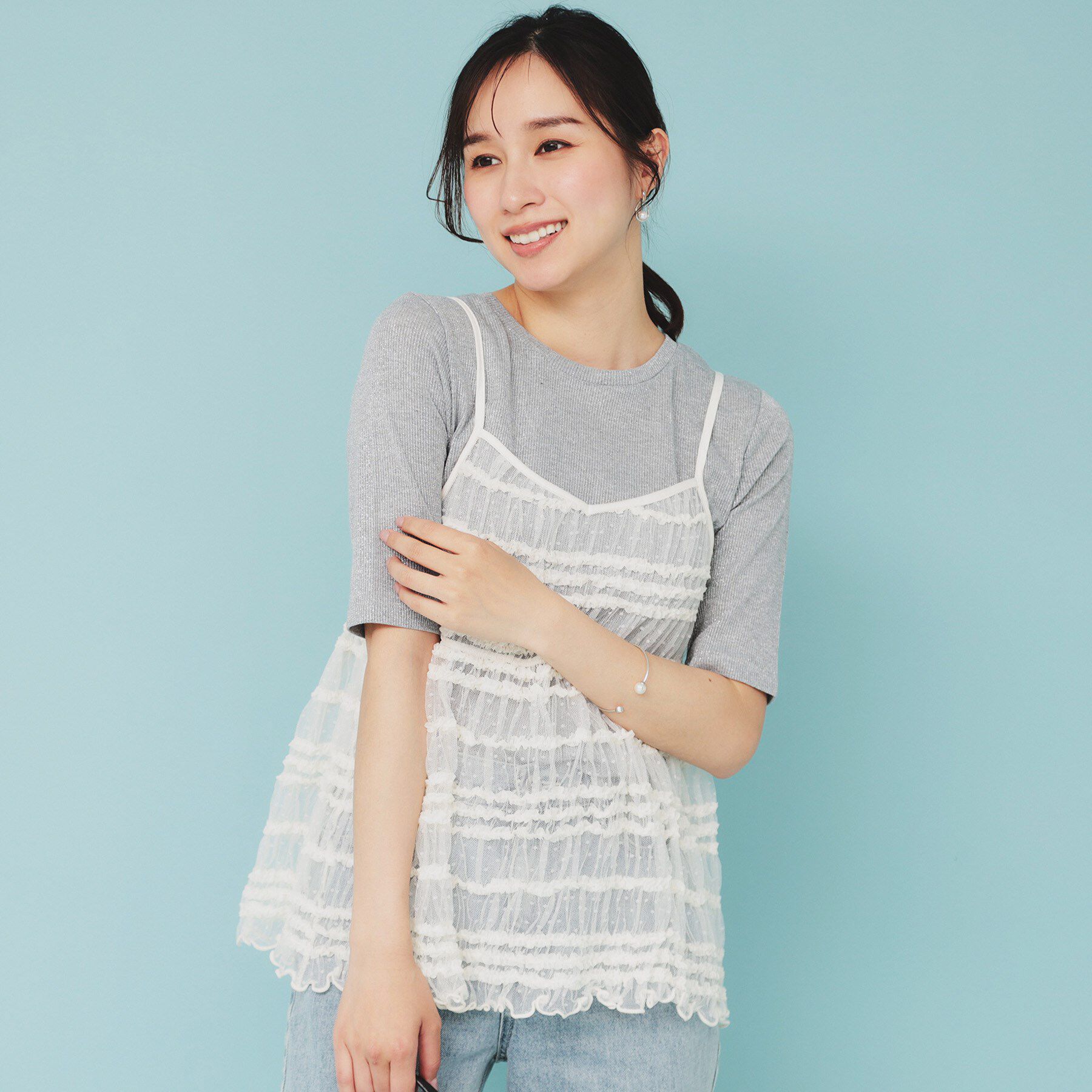 index「《ツインセット》ロゴT&times;チュールキャミ【UVケア/接触冷感/洗濯機洗い可】」|その他|