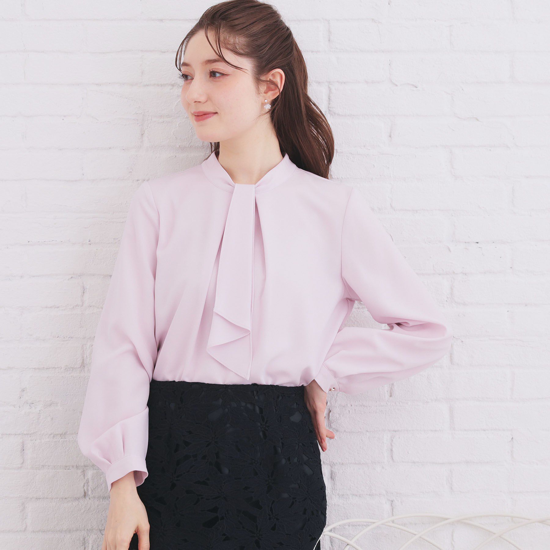 index「ボウタイタックブラウス【洗濯機OK/防シワ】《XS～3L》」|シャツ・ブラウス|