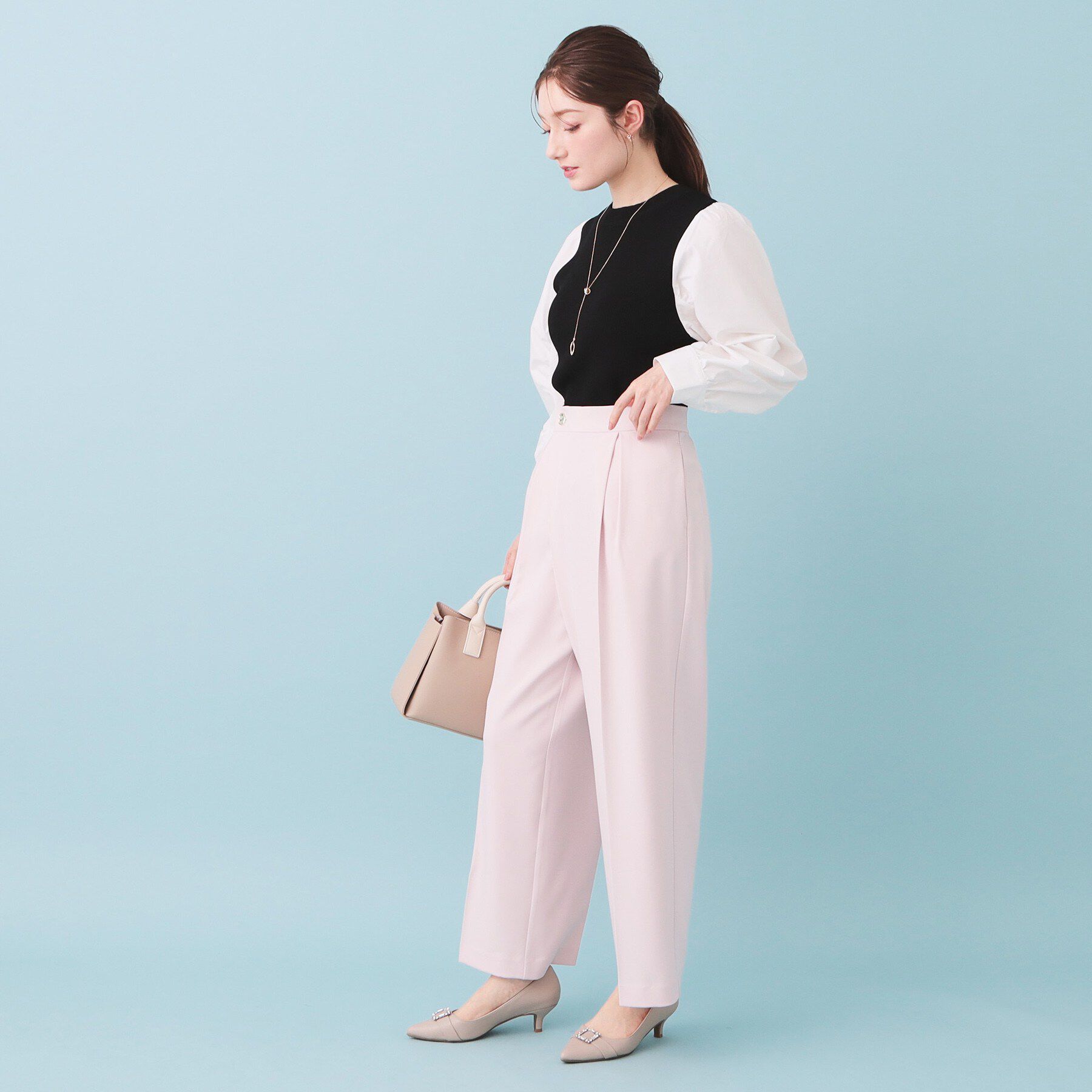 index「シャーリングドッキングニット【洗濯機OK】」|ニット・セーター|